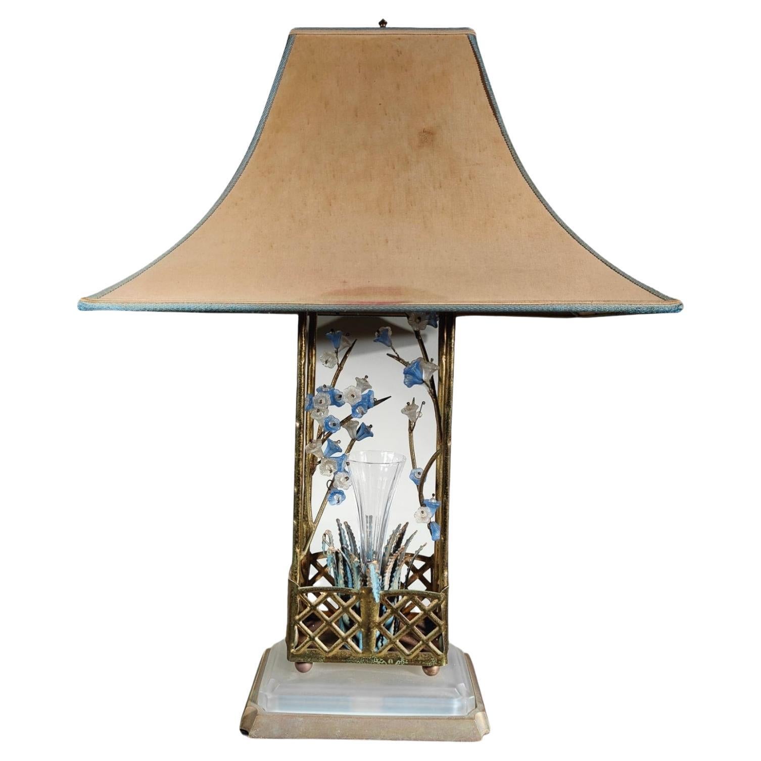 Impressive 1950s Jansen Lamp: Timeless Elegance in Crystal and Brass For Sale