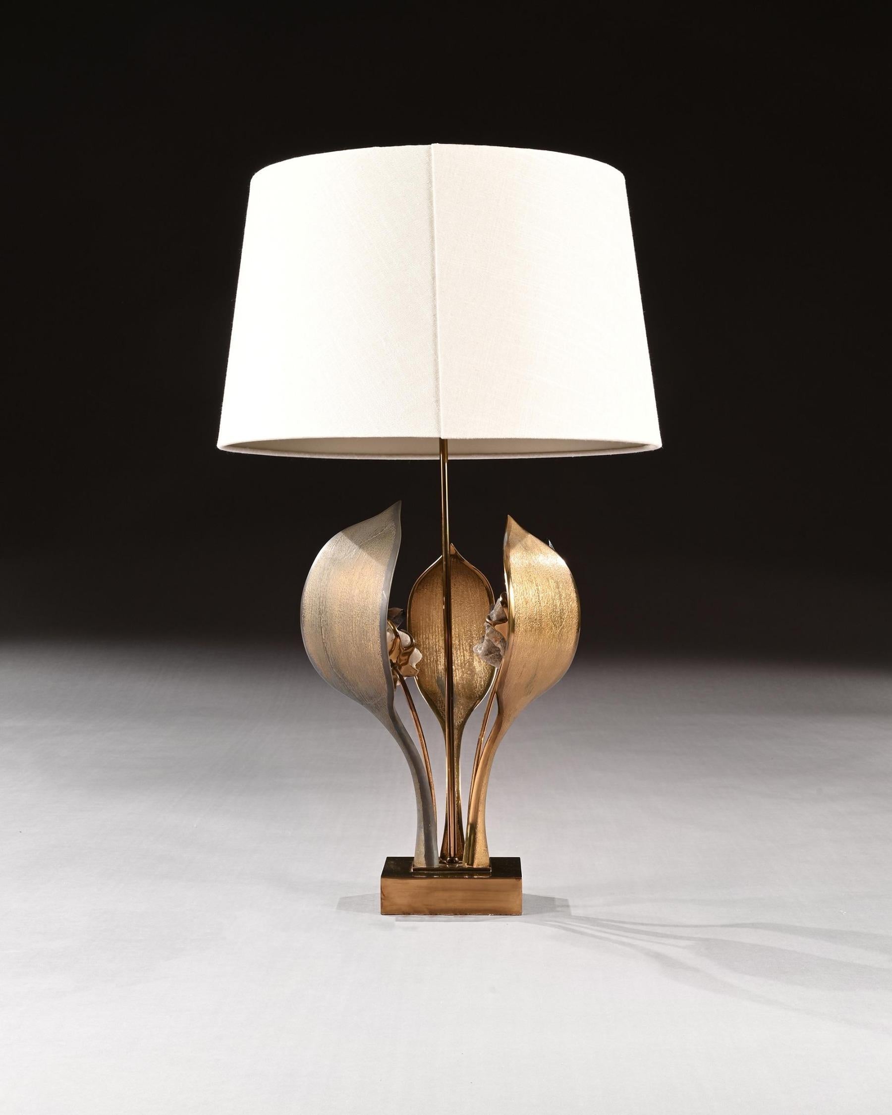 Late 20th Century Impressive 1970 Gilt Bronze and Quartz Lamp by Willy Daro
