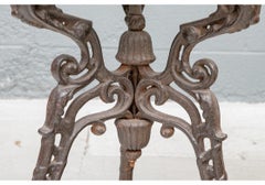 Impressive 19th C. Cast Wrought Iron Tripod Table With Marble Top