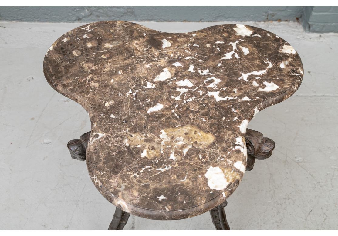Industrial Impressive 19th C. Cast Wrought Iron Tripod Table With Marble Top For Sale
