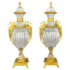 Beeindruckende 19. Jahrhundert Bronze Ormolu montiert geschliffenem Glas bedeckt Urne