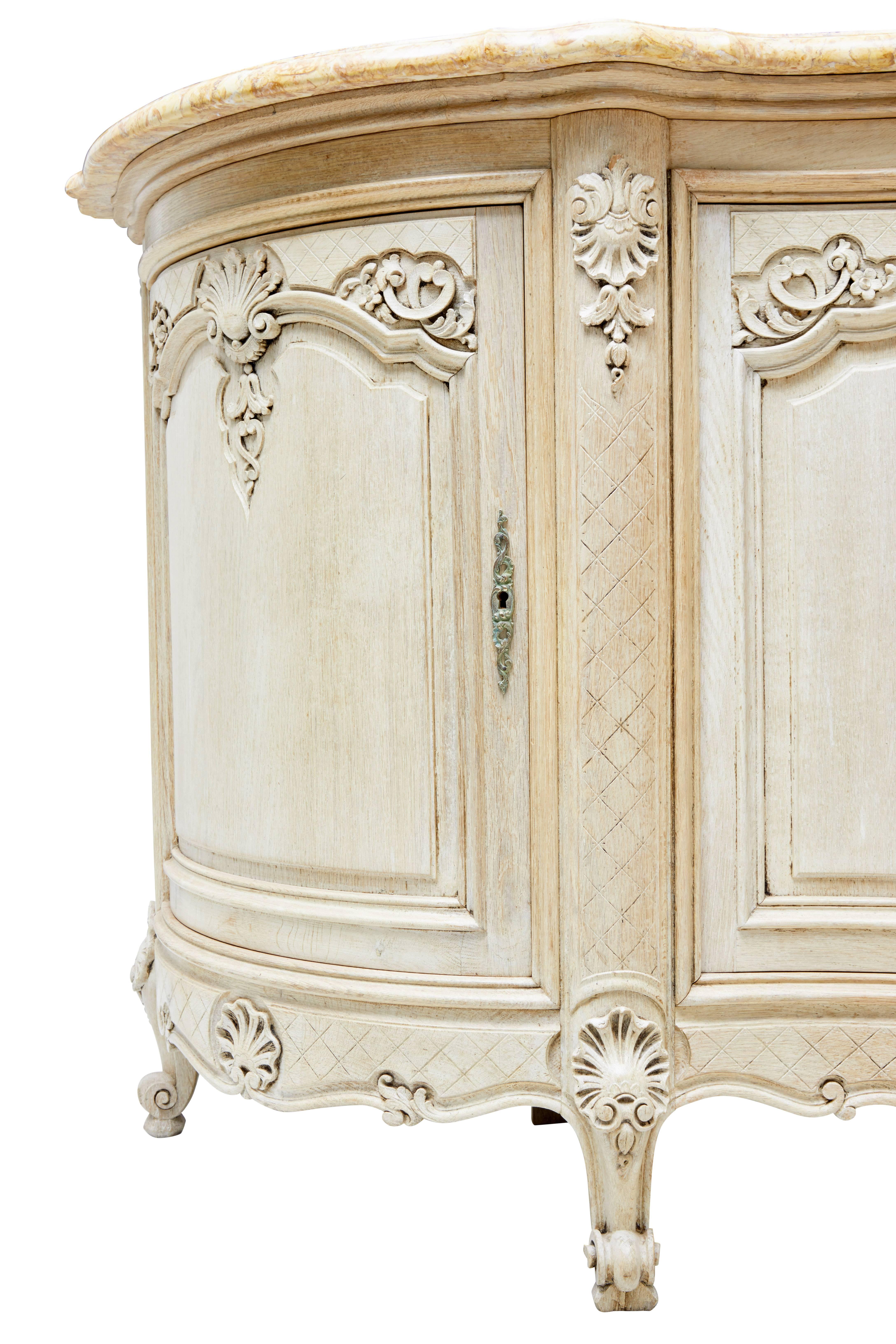 French Impressive 19th Century Carved Oak Marble-Top Sideboard