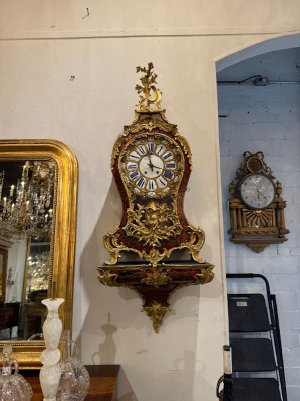 Impressive 19th Century French Boullework and Gilt Bronze Bracket Clock In Good Condition For Sale In Dallas, TX