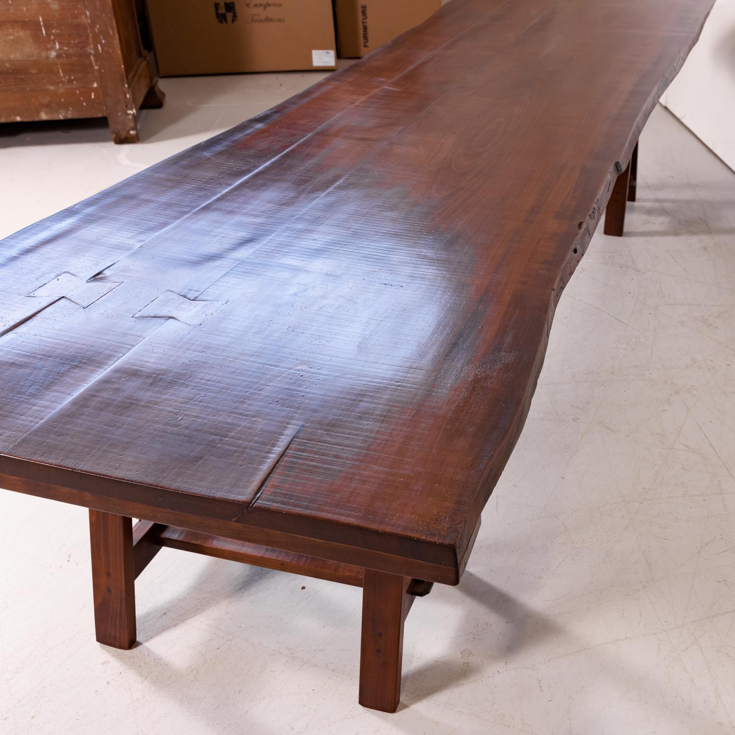Trestle Table, made from Reclaimed 19th Century French Live Edge Cherrywood  7