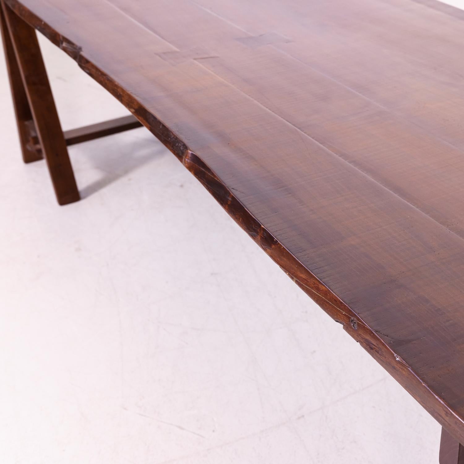 Trestle Table, made from Reclaimed 19th Century French Live Edge Cherrywood  9