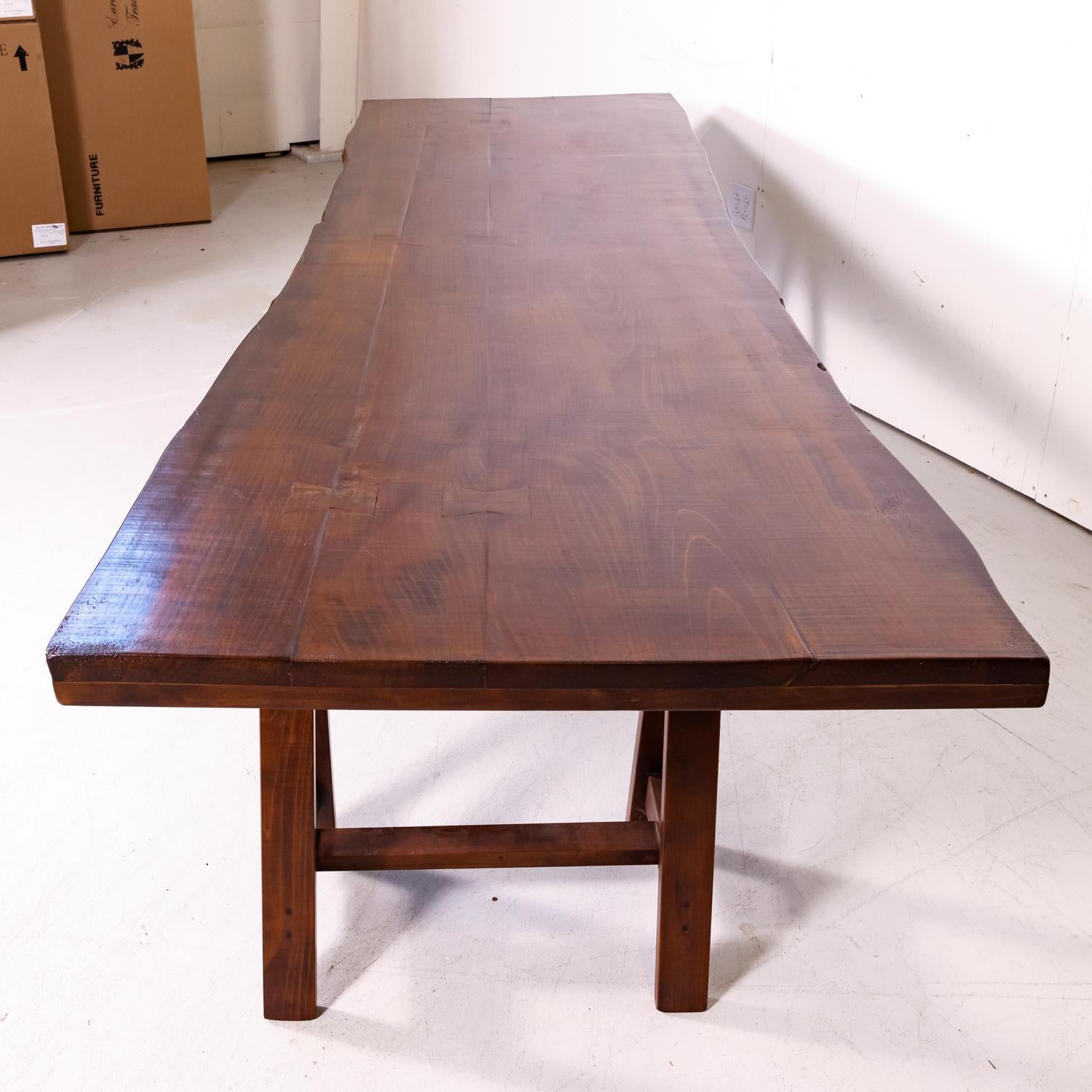 Trestle Table, made from Reclaimed 19th Century French Live Edge Cherrywood  10