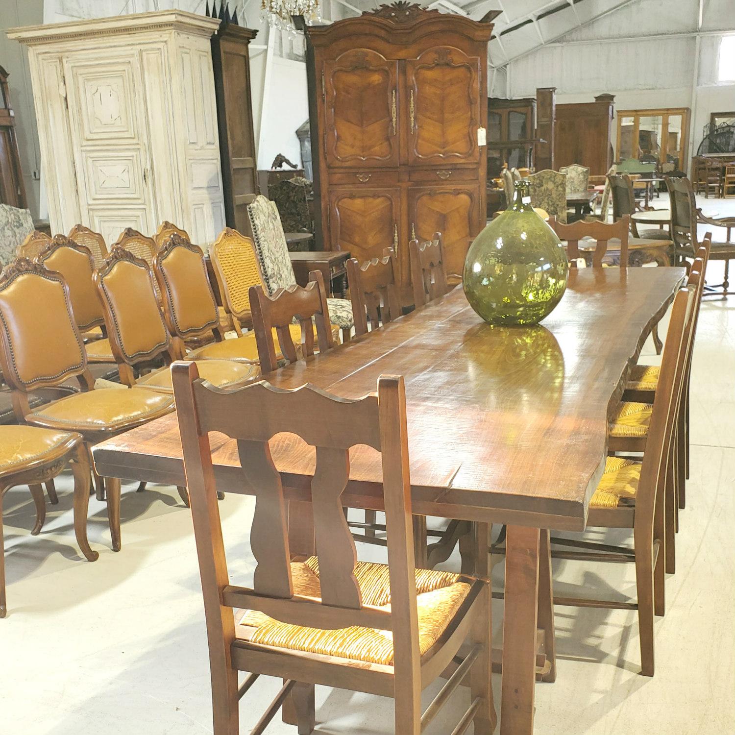 Trestle Table, made from Reclaimed 19th Century French Live Edge Cherrywood  12