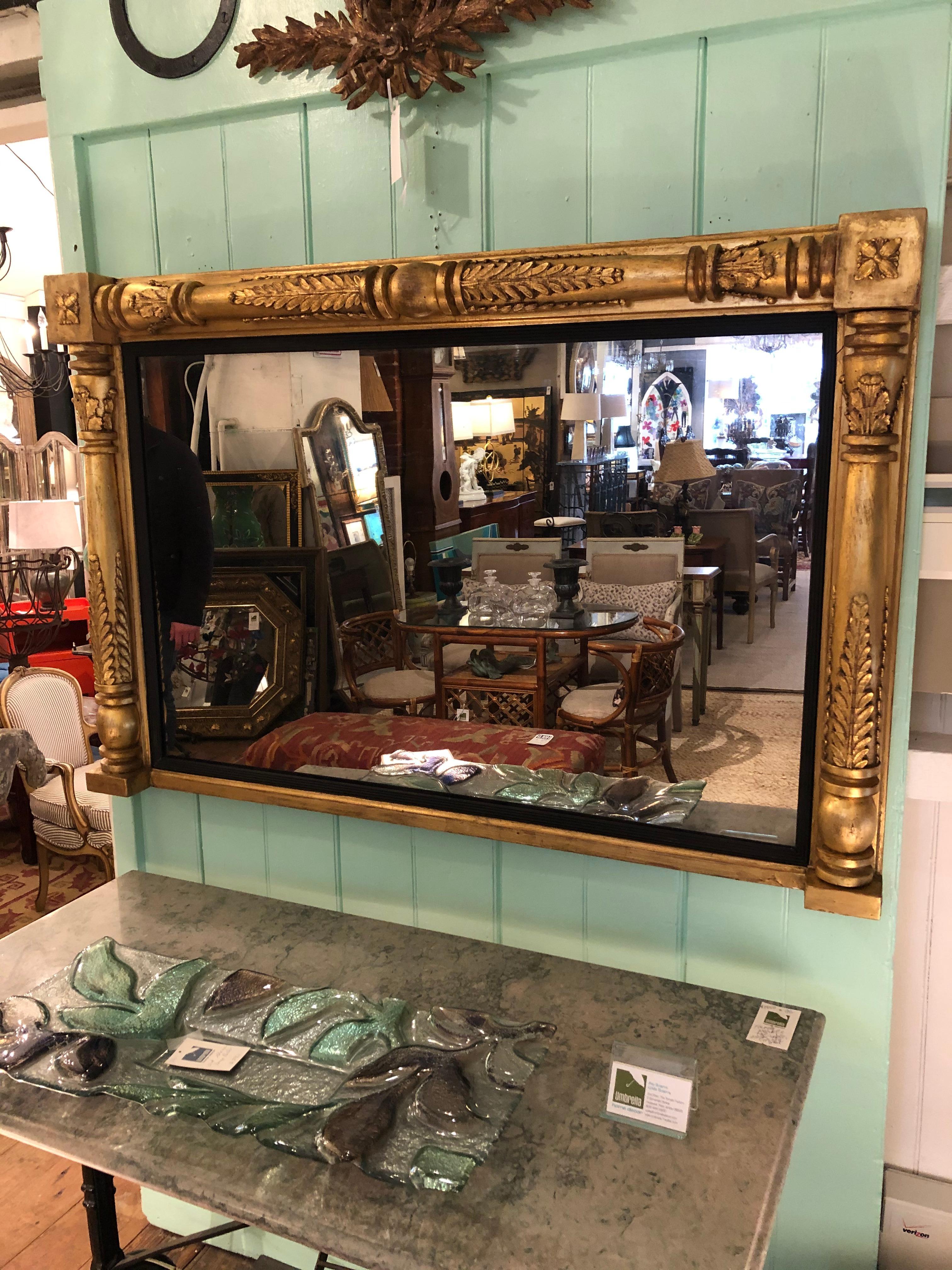 Impressive 19th Century Gutsy Giltwood Mantel Mirror 7