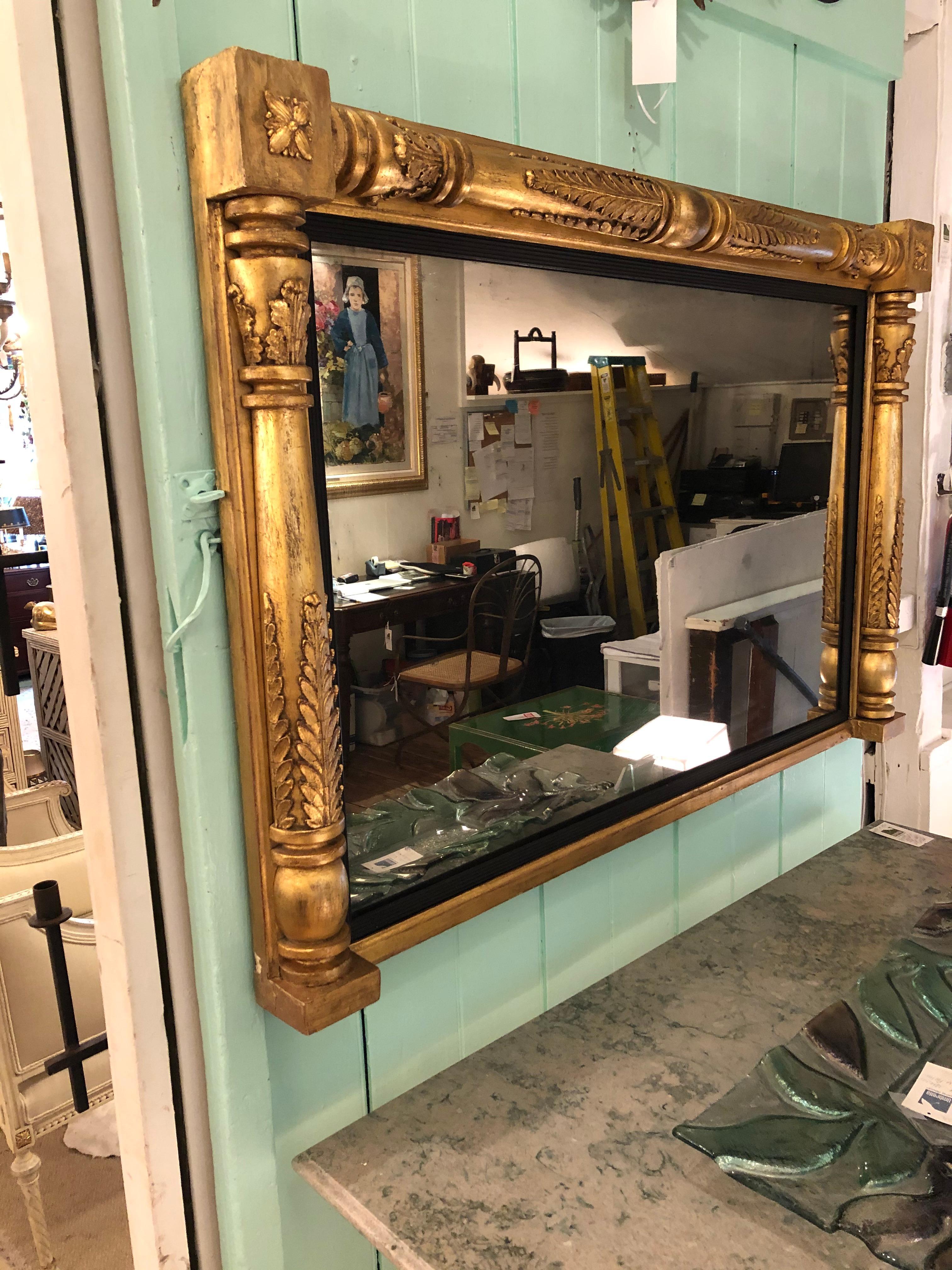 English Impressive 19th Century Gutsy Giltwood Mantel Mirror