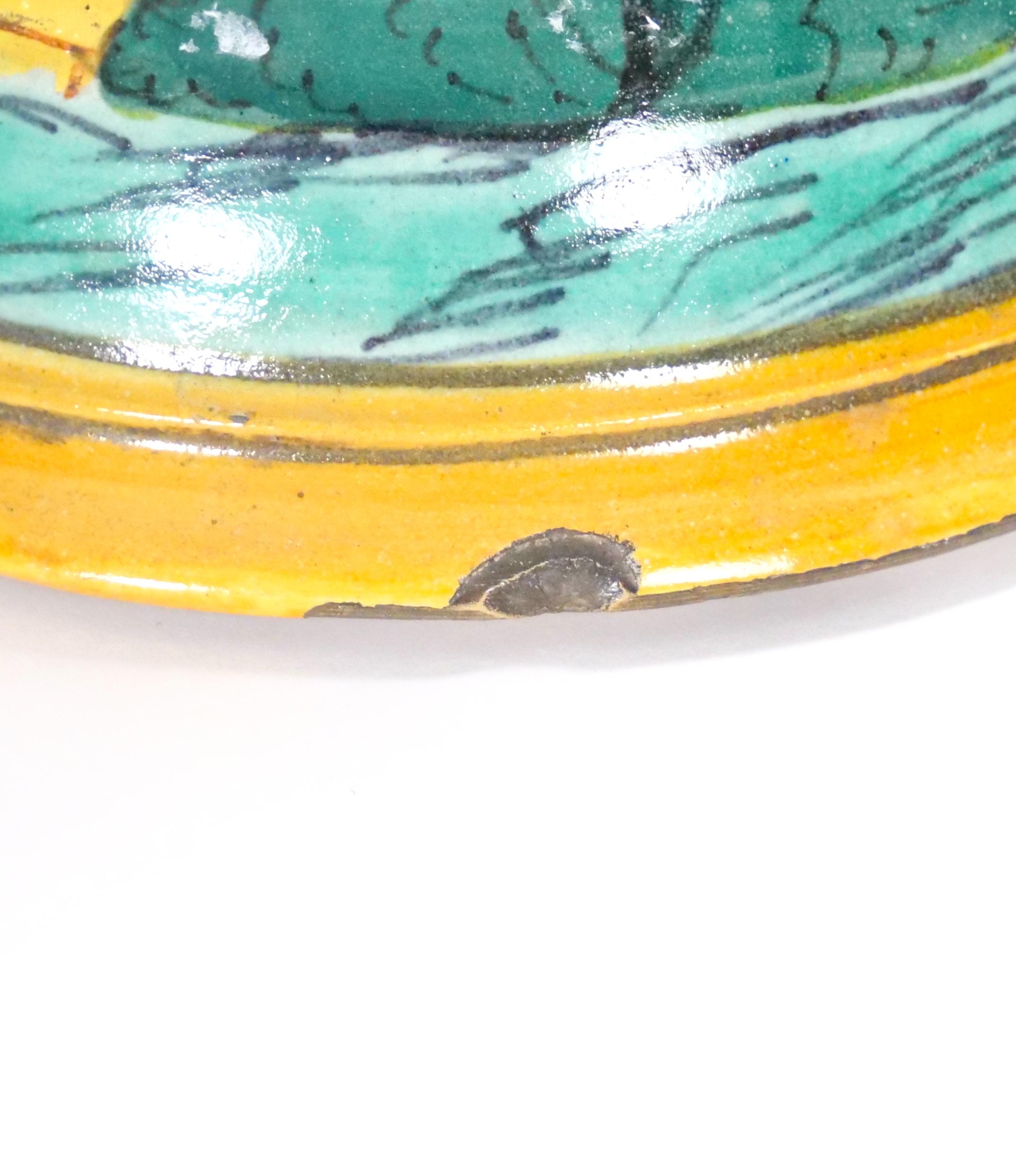 Impresionante centro de mesa de mayólica italiana del siglo XIX / Asas dobles de serpiente en venta 6