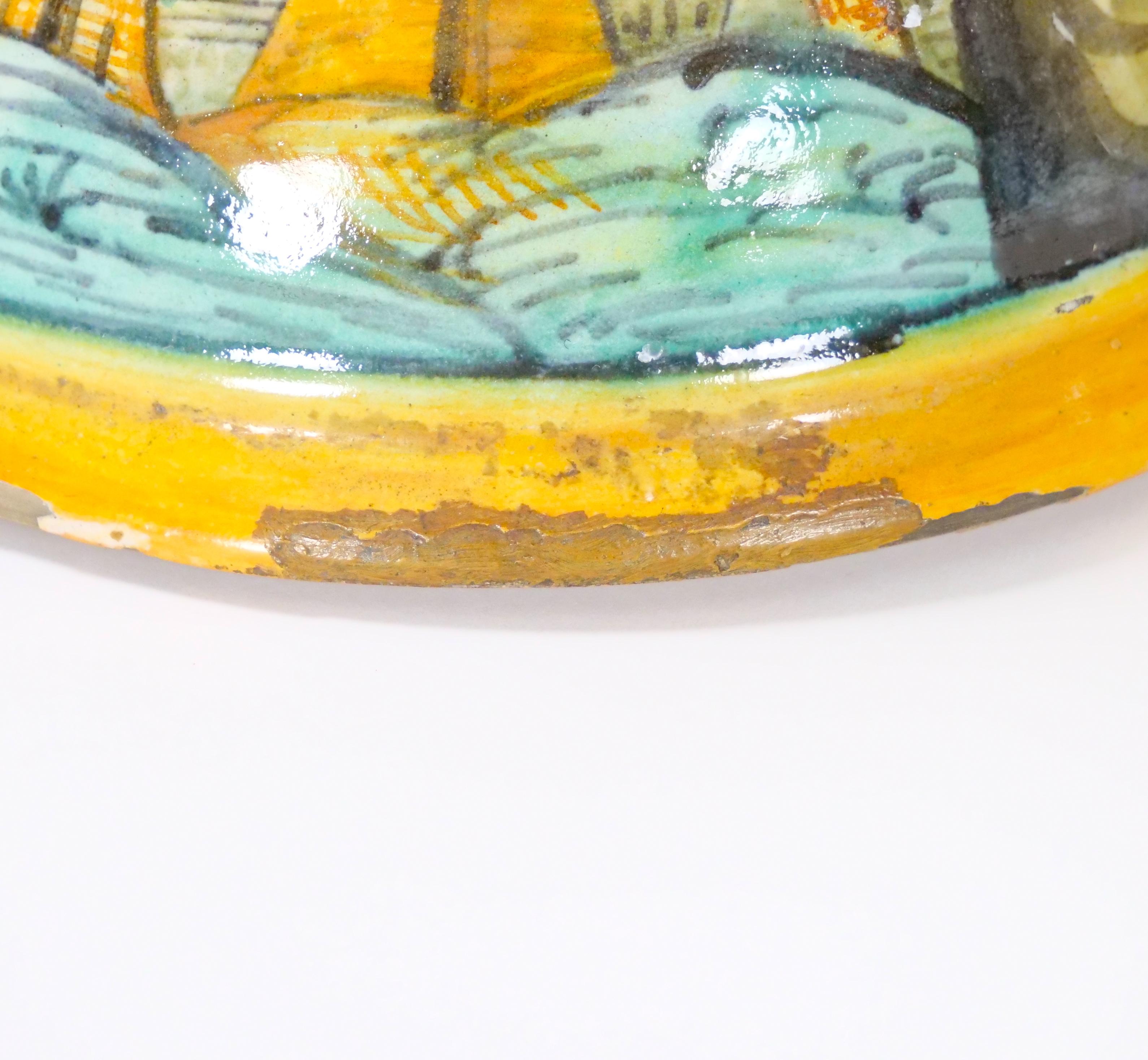 Impresionante centro de mesa de mayólica italiana del siglo XIX / Asas dobles de serpiente en venta 7