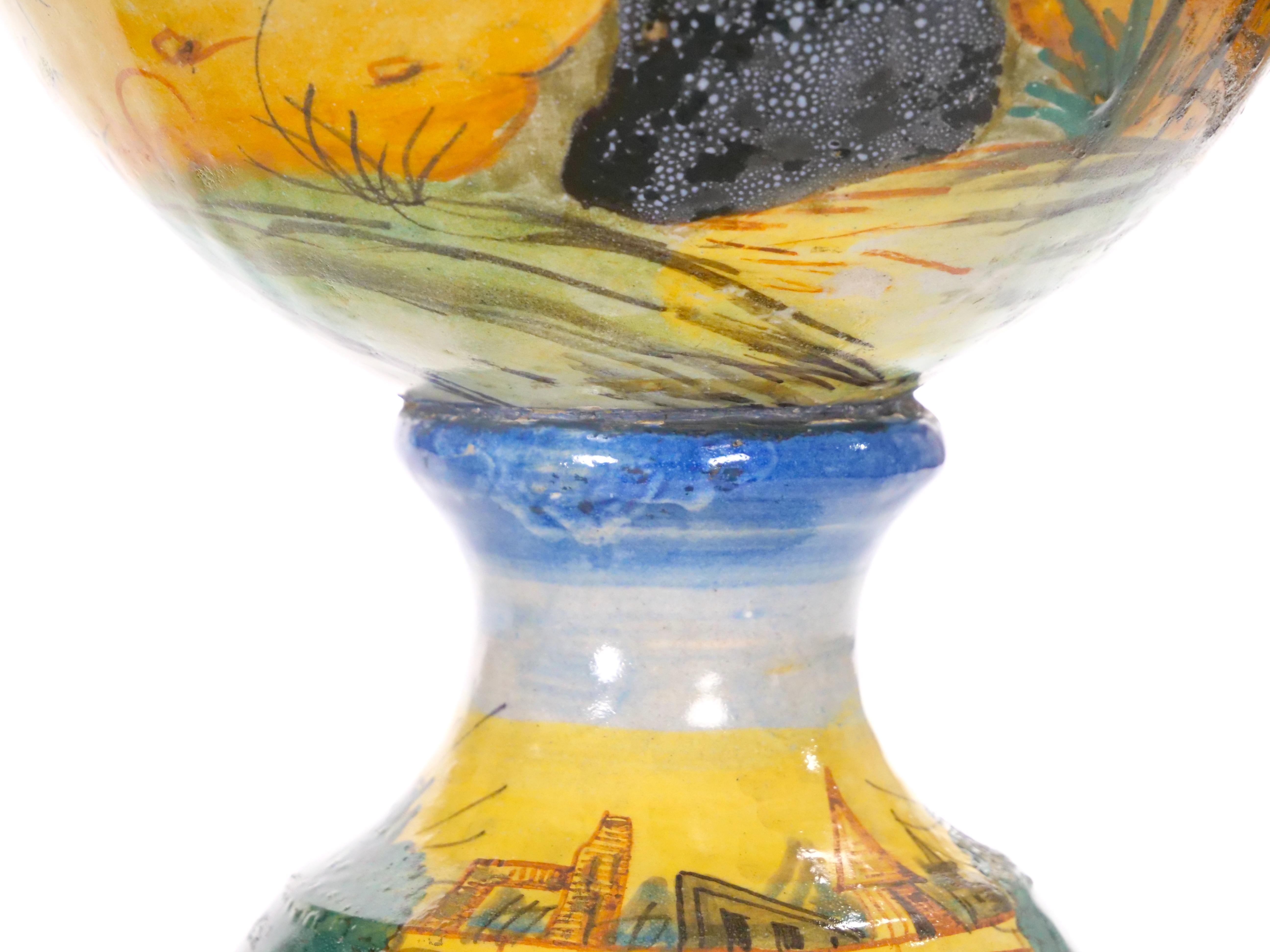 Impresionante centro de mesa de mayólica italiana del siglo XIX / Asas dobles de serpiente en venta 3