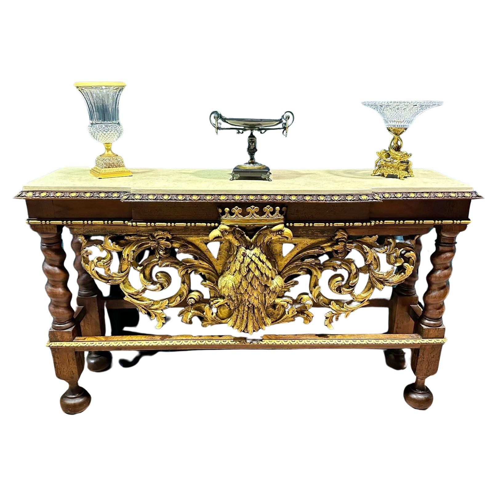 Impressive 19th Century Italian Walnut Wall Table For Sale
