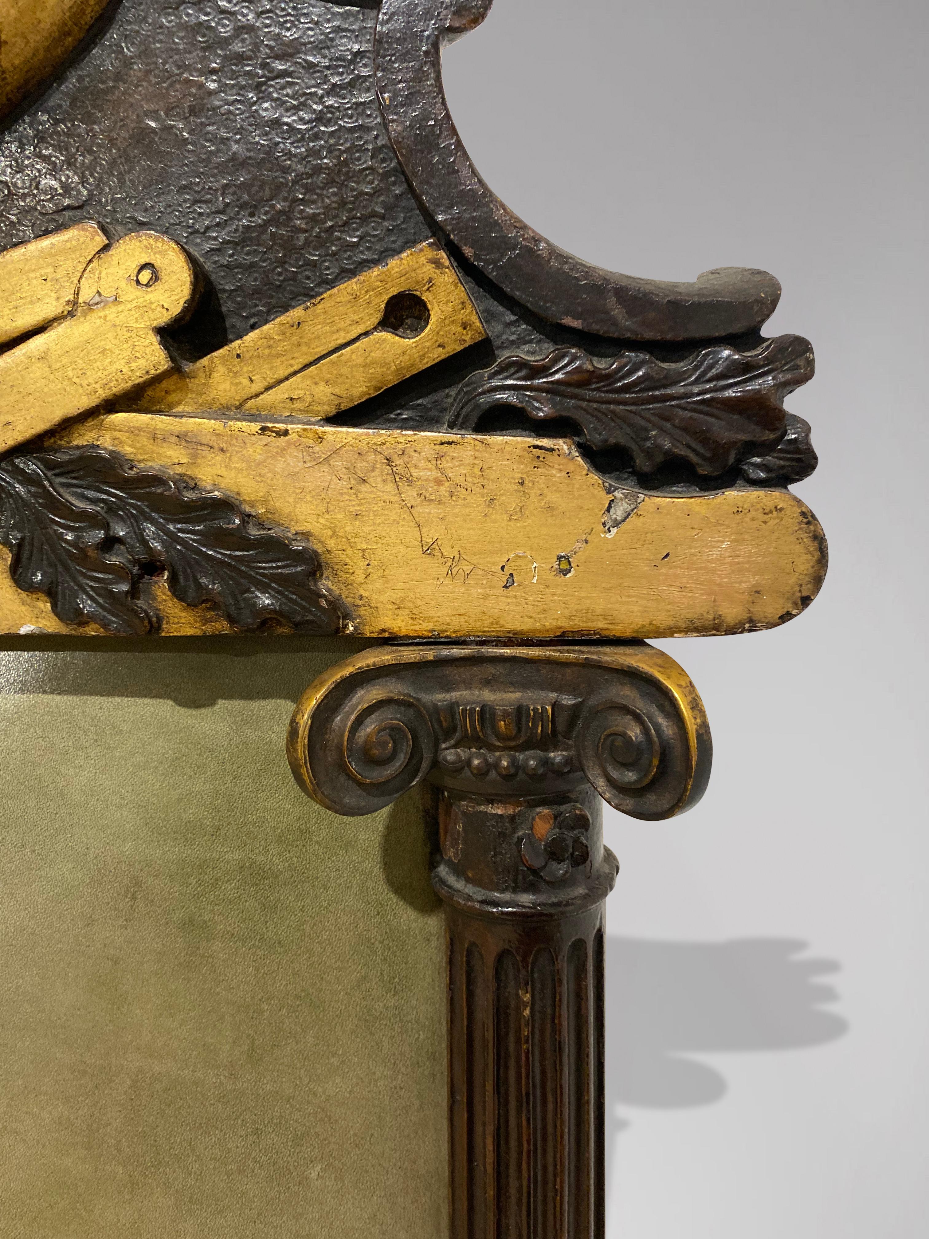 Impressionnant fauteuil trône maçonnique en acajou et cuir du 19ème siècle en vente 2