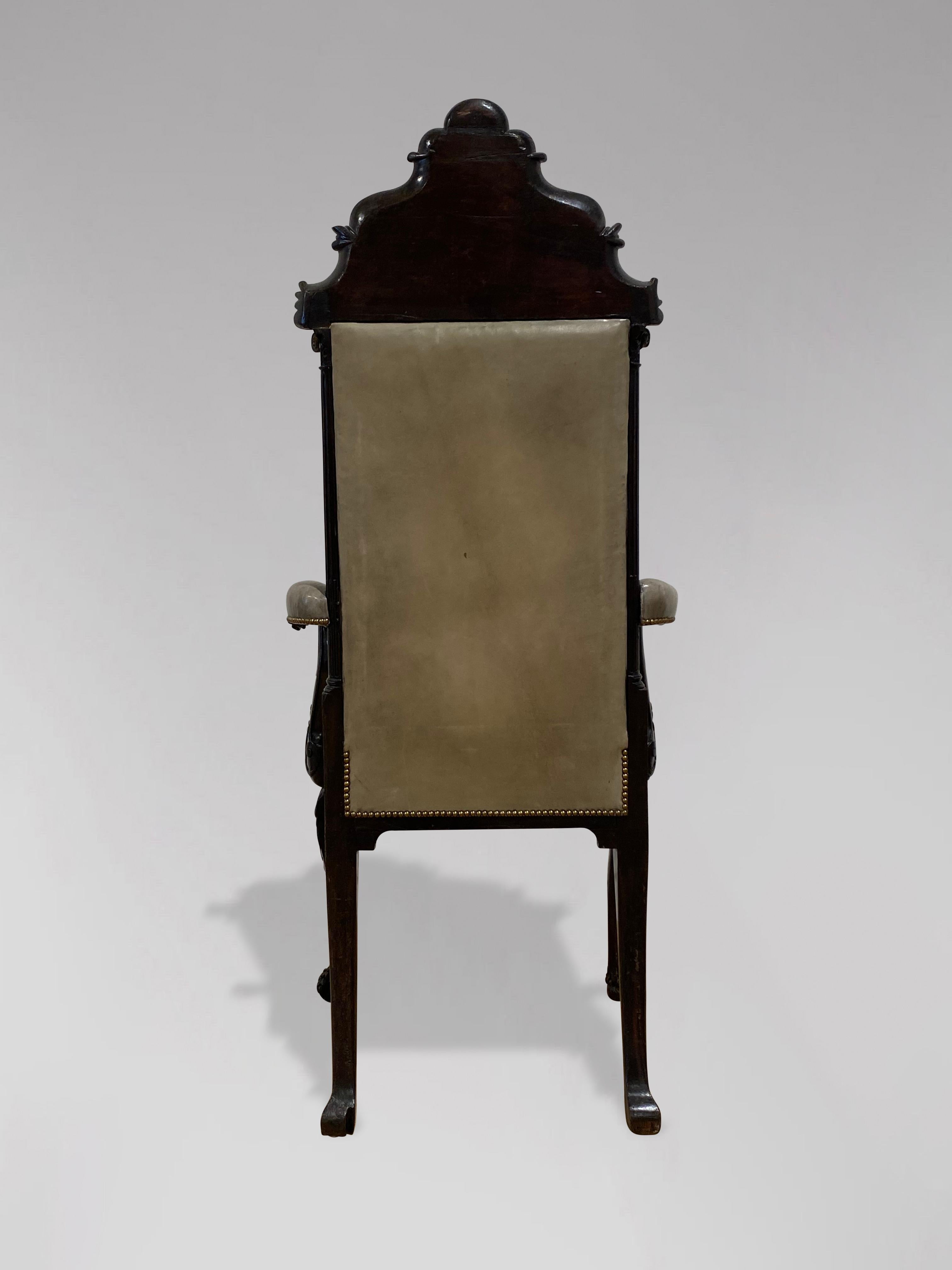 Georgian Impressive 19th Century Mahogany and Leather Masonic Throne Armchair For Sale