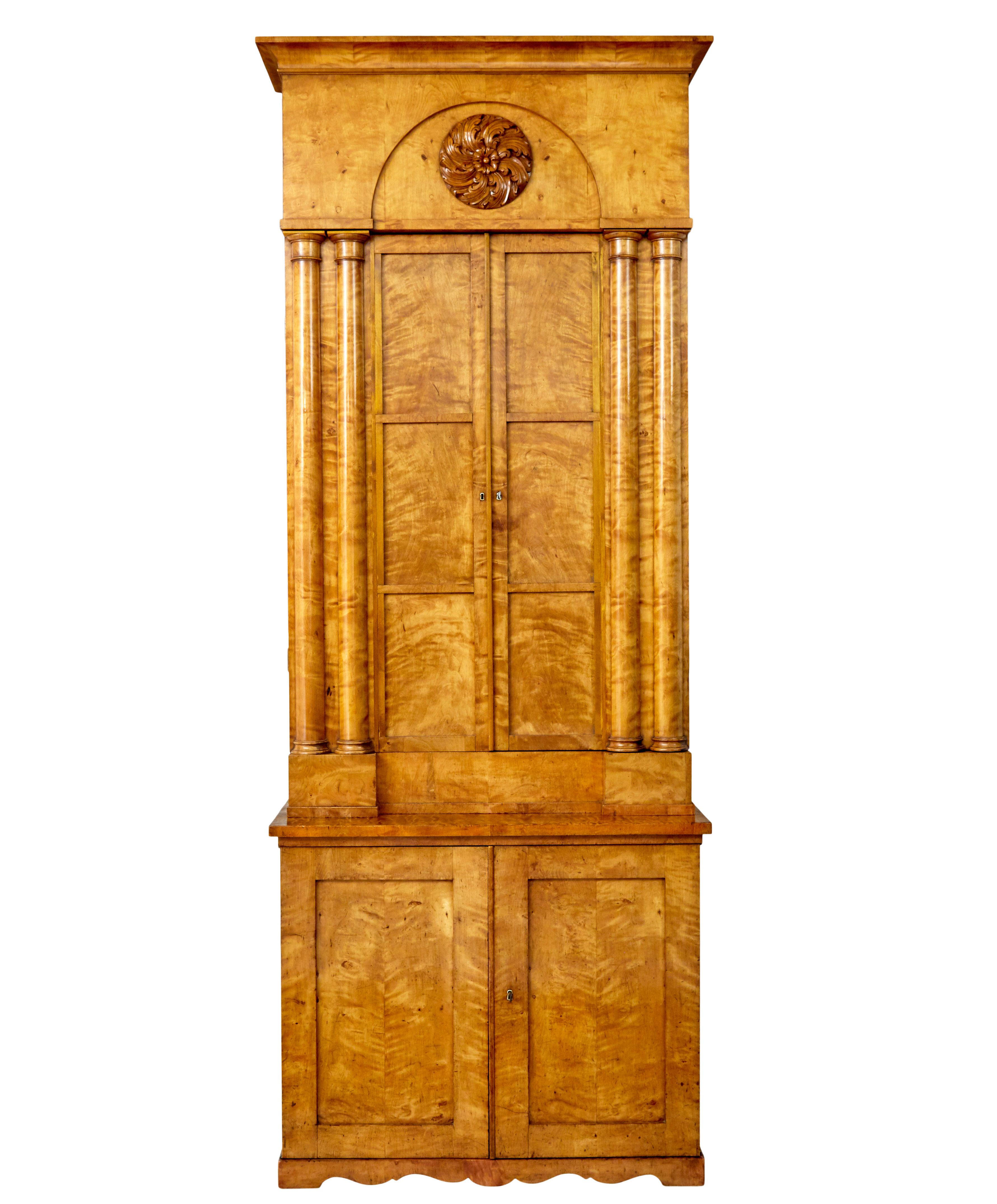 19th century architectural empire birch cupboard of large proportions circa 1870.

At 8 foot 9 inch in height, this really is a statement piece.

We are pleased to offer this stunning Swedish cupboard which we found on our travels around