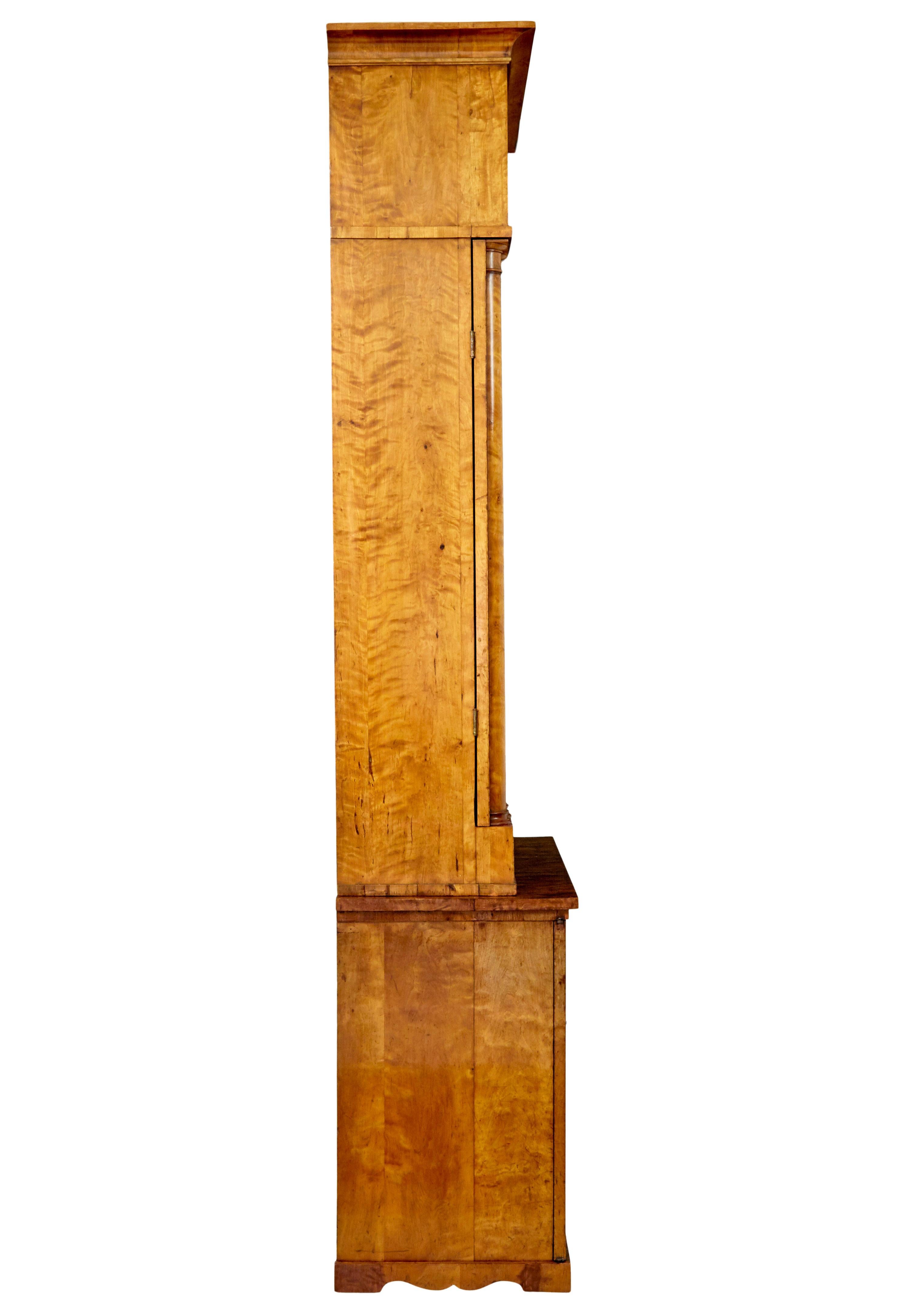 Carved Impressive 19th century Swedish birch architectural cabinet For Sale