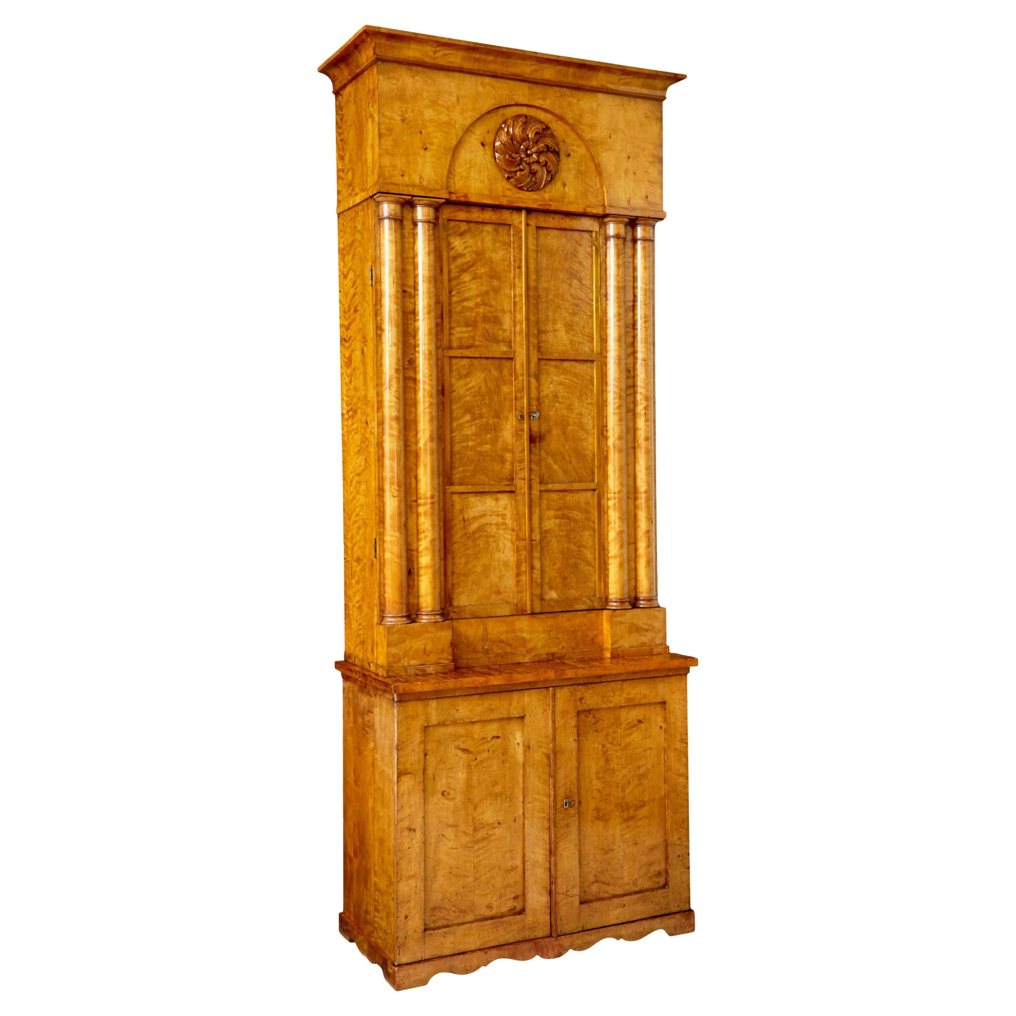 Impressive 19th century Swedish birch architectural cabinet For Sale