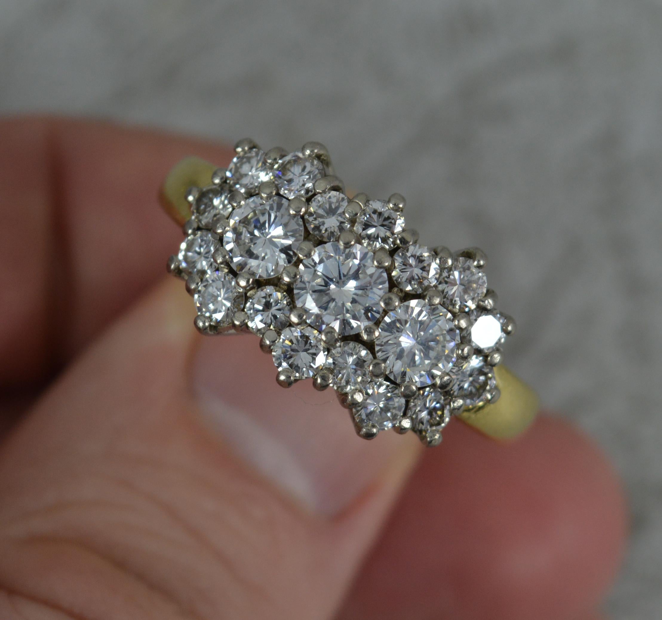 Impressive 2.00ct Diamond and 18ct Gold Cluster Ring In Excellent Condition In St Helens, GB