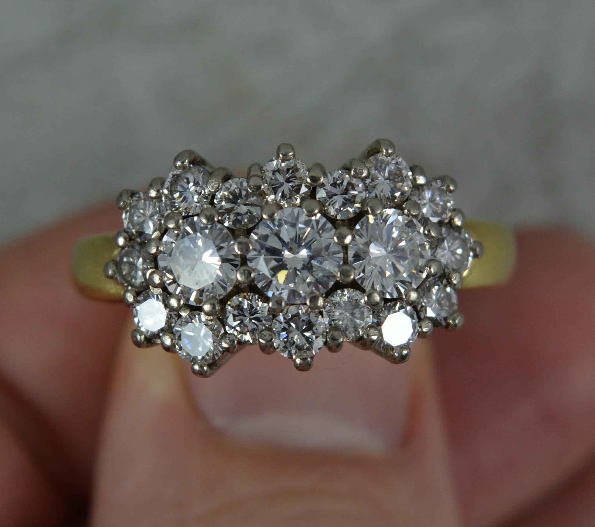 Women's Impressive 2.00ct Diamond and 18ct Gold Cluster Ring