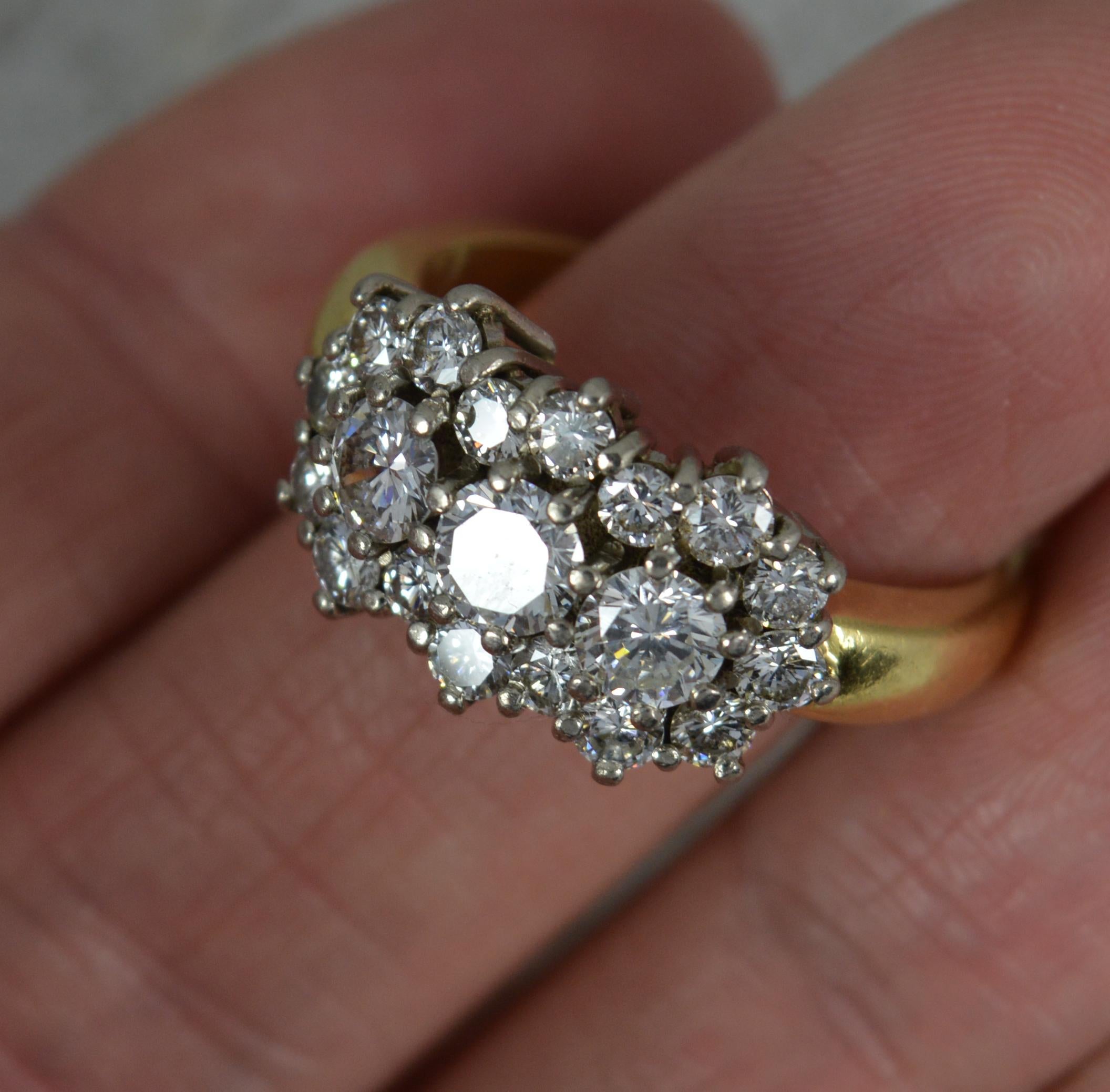 Impressive 2.00ct Diamond and 18ct Gold Cluster Ring 1