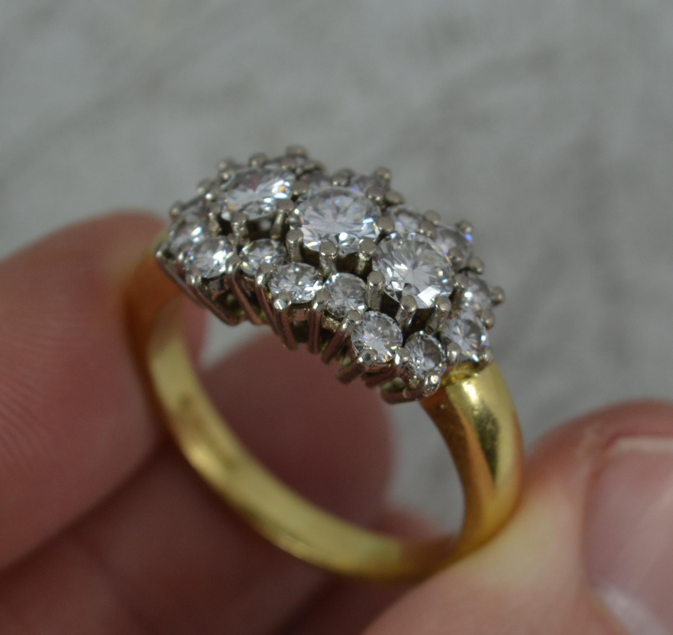 Impressive 2.00ct Diamond and 18ct Gold Cluster Ring 2