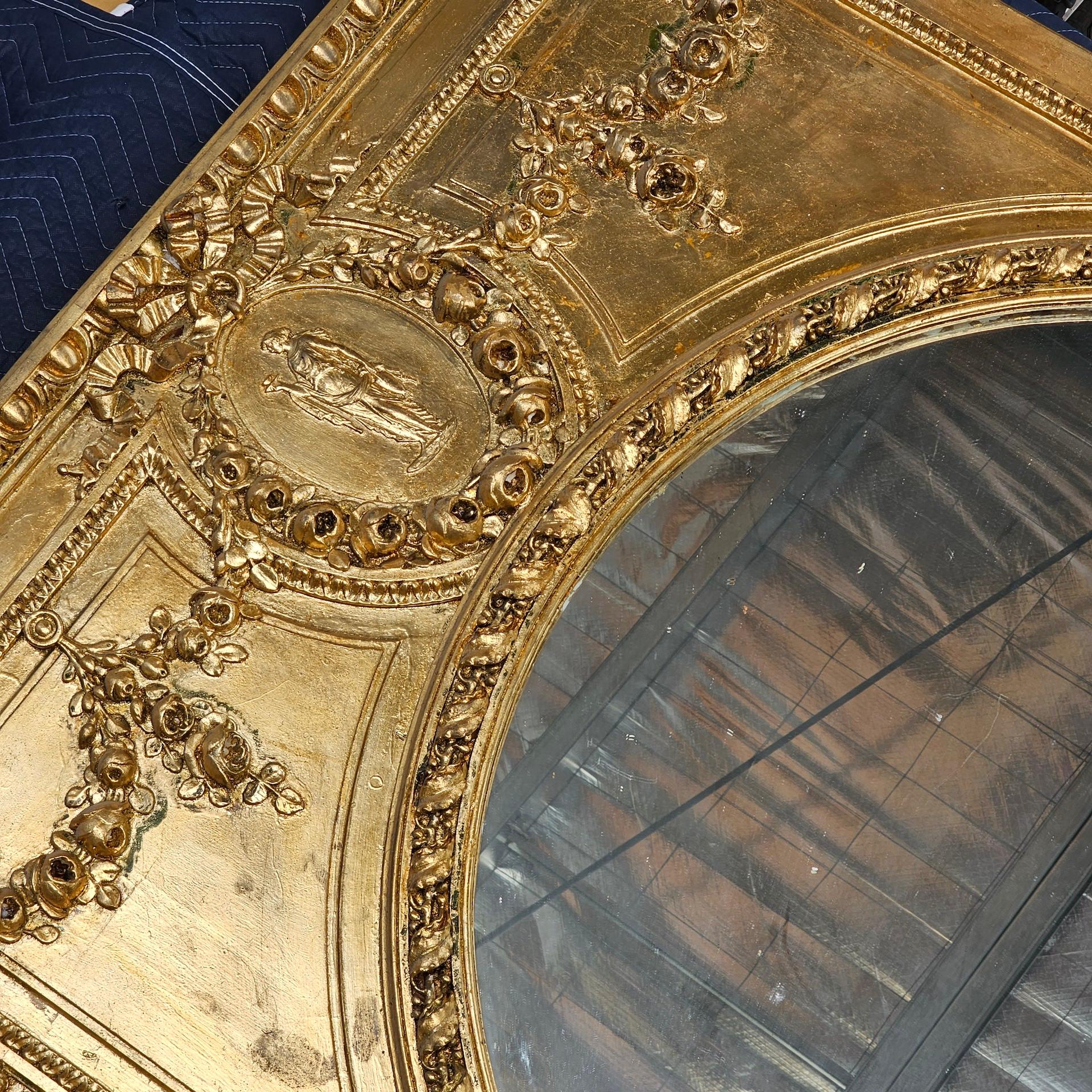 Impressive 20th Century Bespoke Giltwood Louis XVI Style French Trumeau Mirror For Sale 7