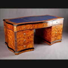 Impressive 20th Century English Style Writing Table, Beech Wood