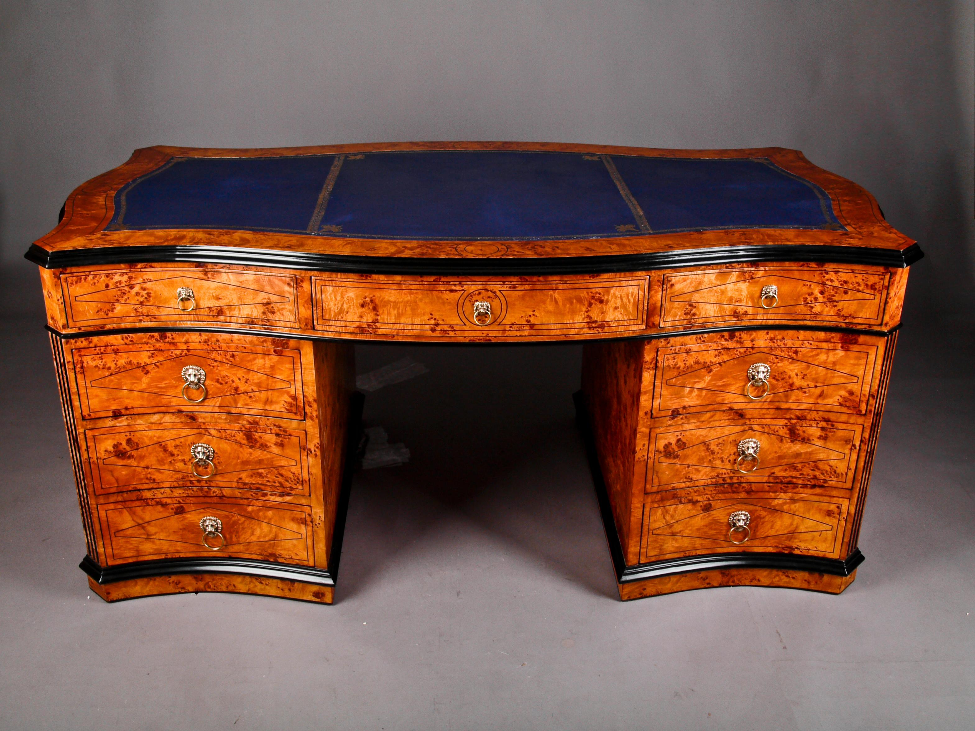 Biedermeier Impressive 20th Century English Style Writing Table, Beech Wood For Sale