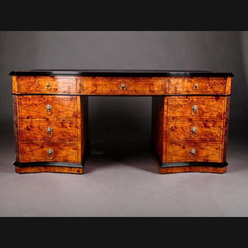 German Impressive 20th Century English Style Writing Table, Beech Wood For Sale