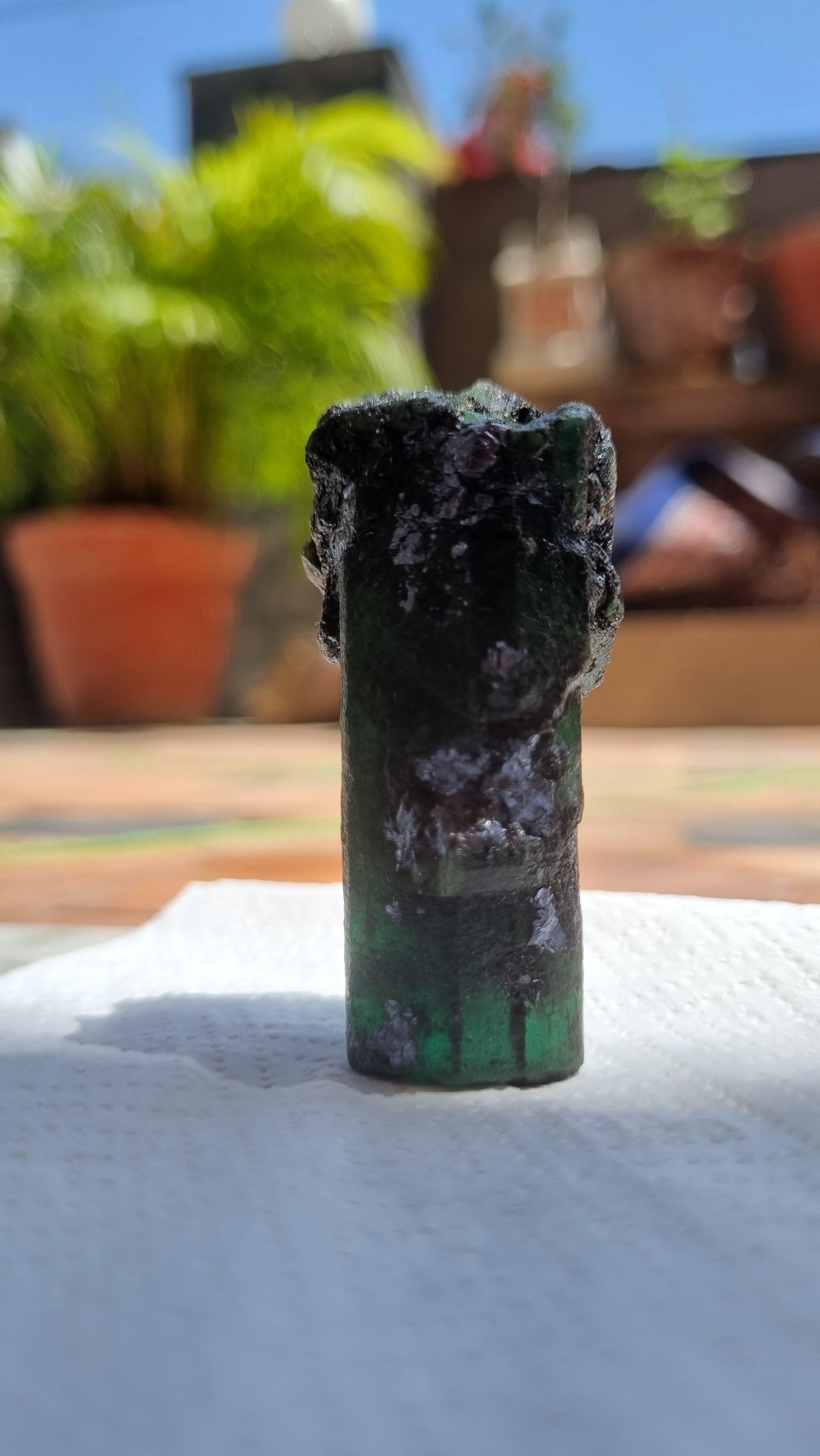 Rough Cut Impressive 235.75 ct Brazilian Rough Emerald with Intense Natural Radiance For Sale