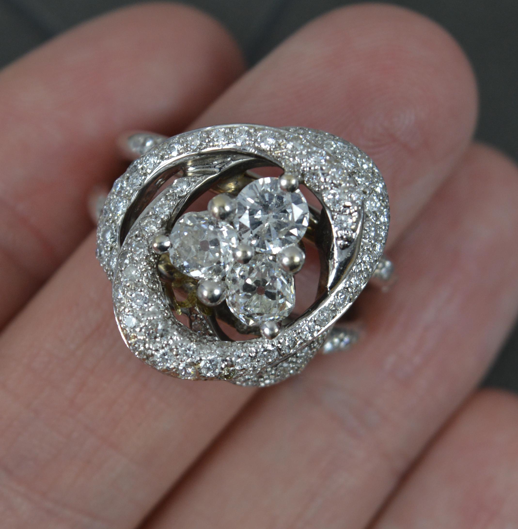 Impressive 2.5ct Diamond and 18ct Gold Heavy Cluster Ring In Good Condition For Sale In St Helens, GB