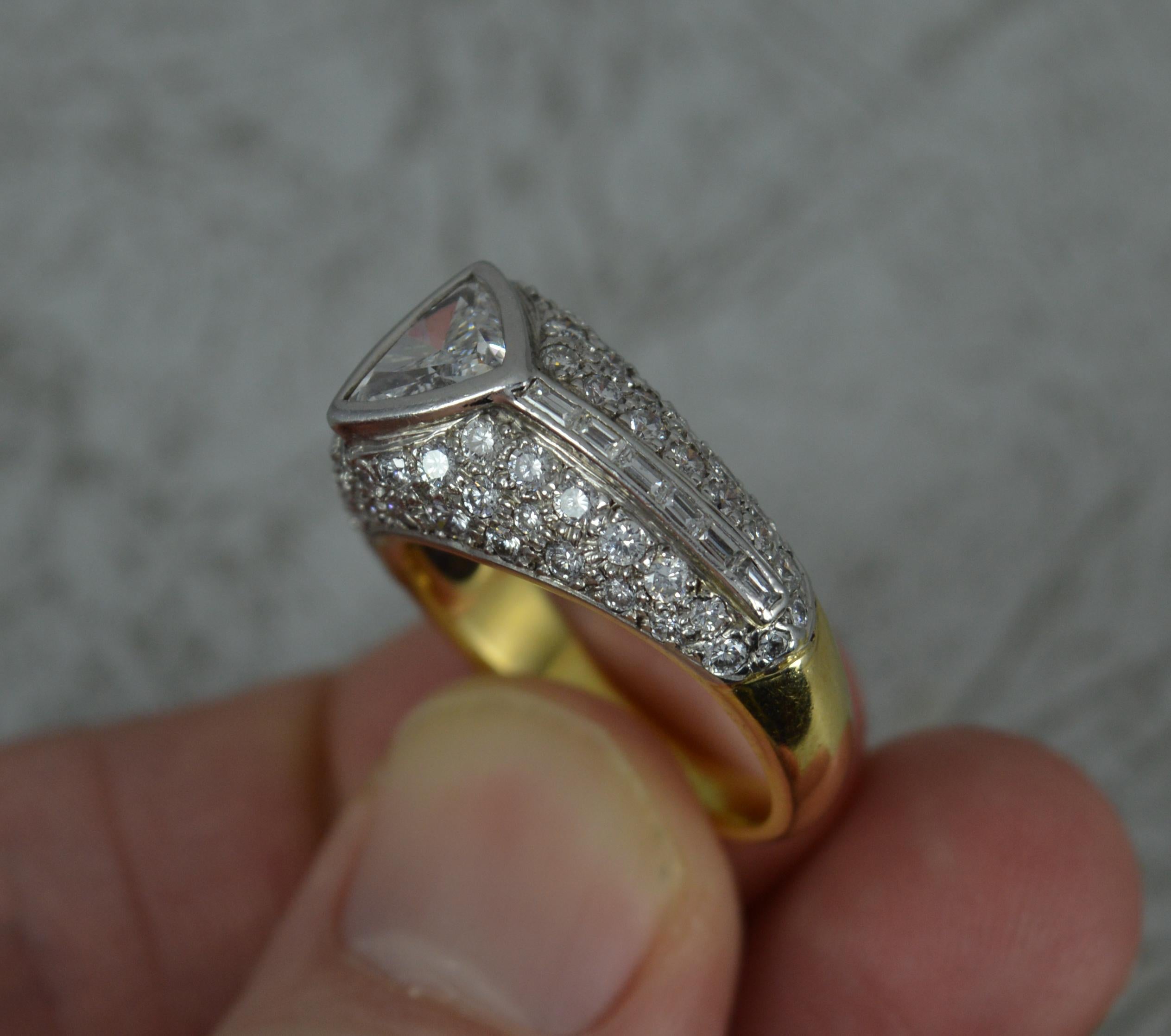 Impressive 2.5 Carat Trillion Cut Diamond 18 Carat Gold Cluster Ring 2