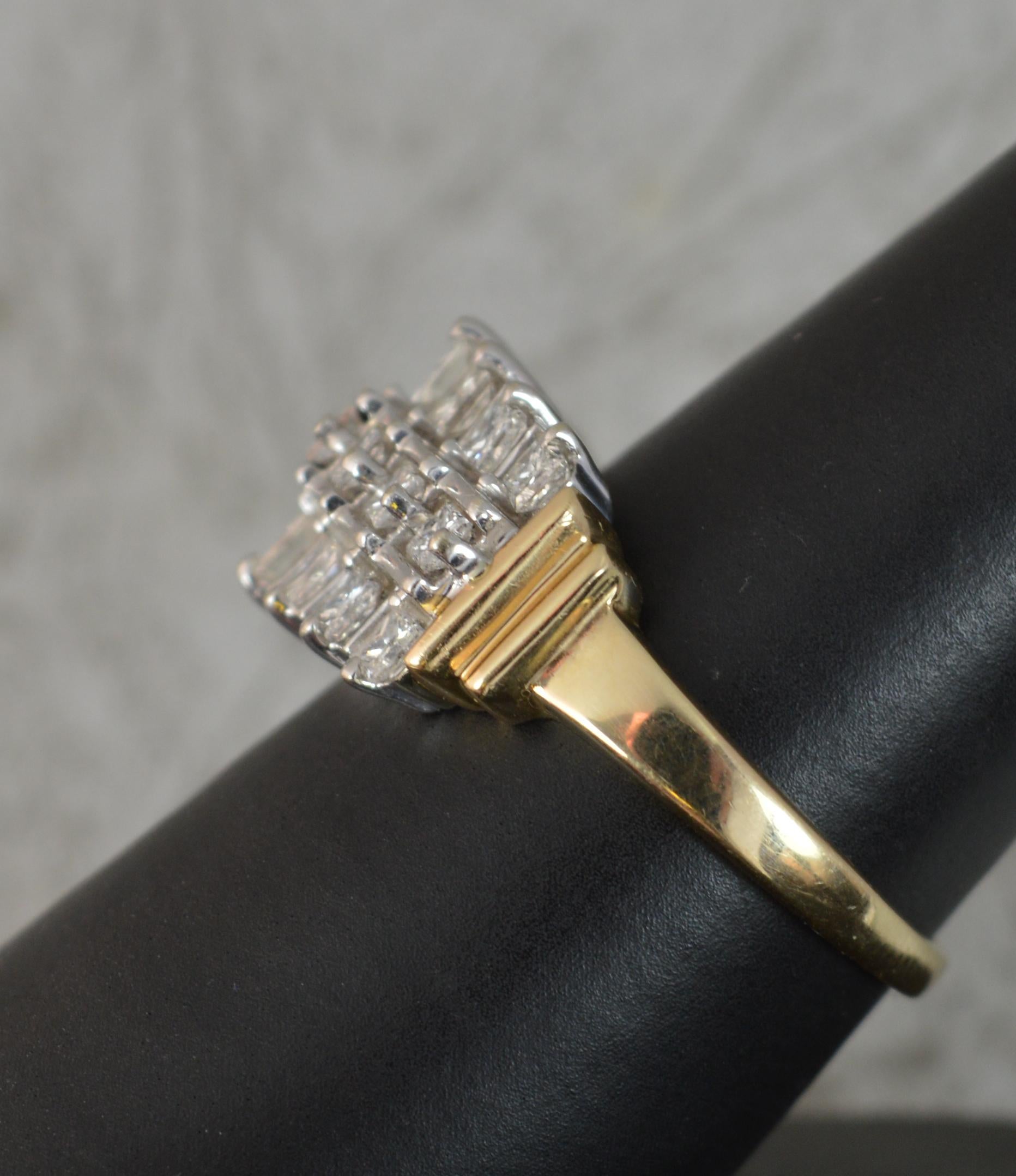 Impressive 2.75 Carat Diamond 14ct Gold Cluster Engagement Ring For Sale 4