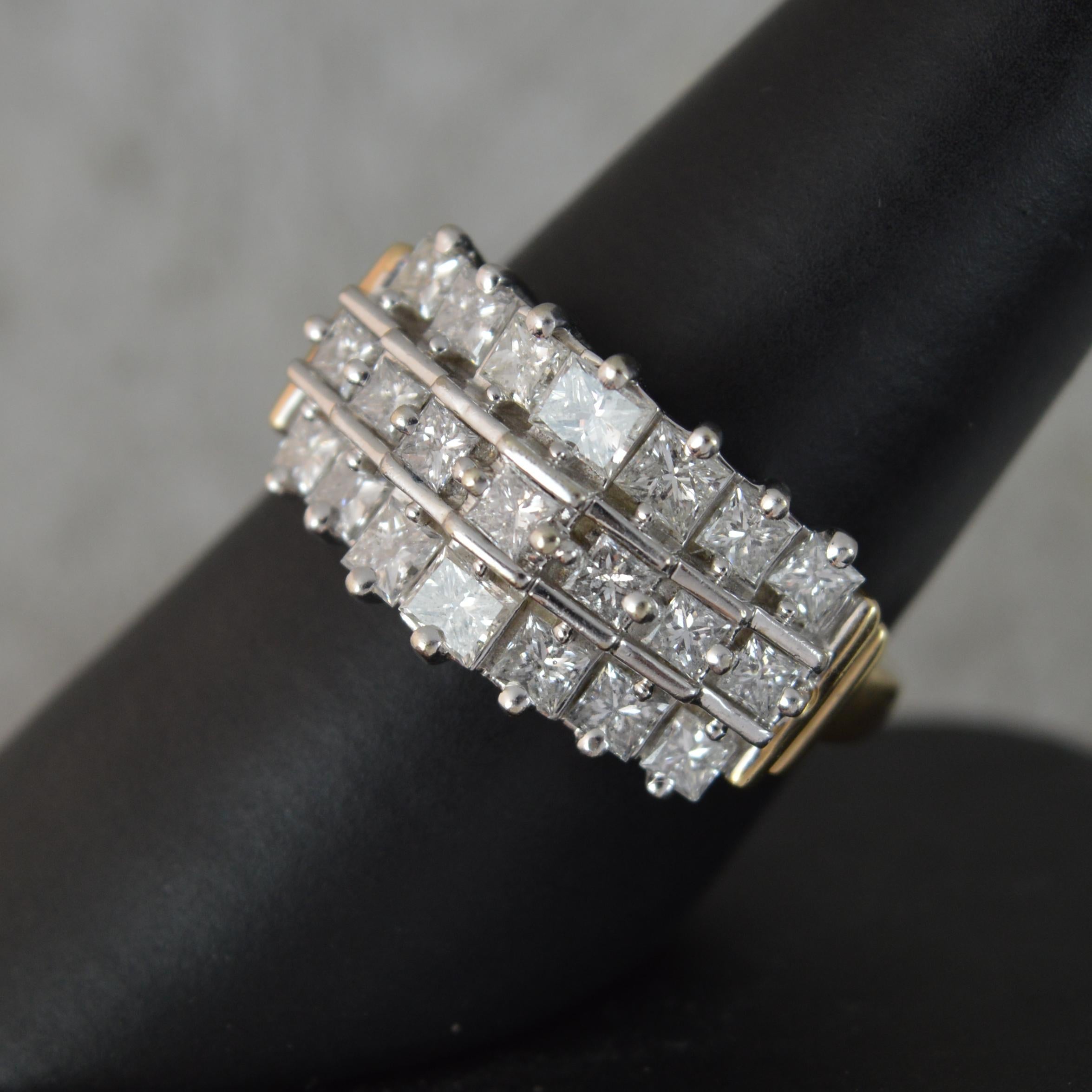 Impressive 2.75 Carat Diamond 14ct Gold Cluster Engagement Ring For Sale 7