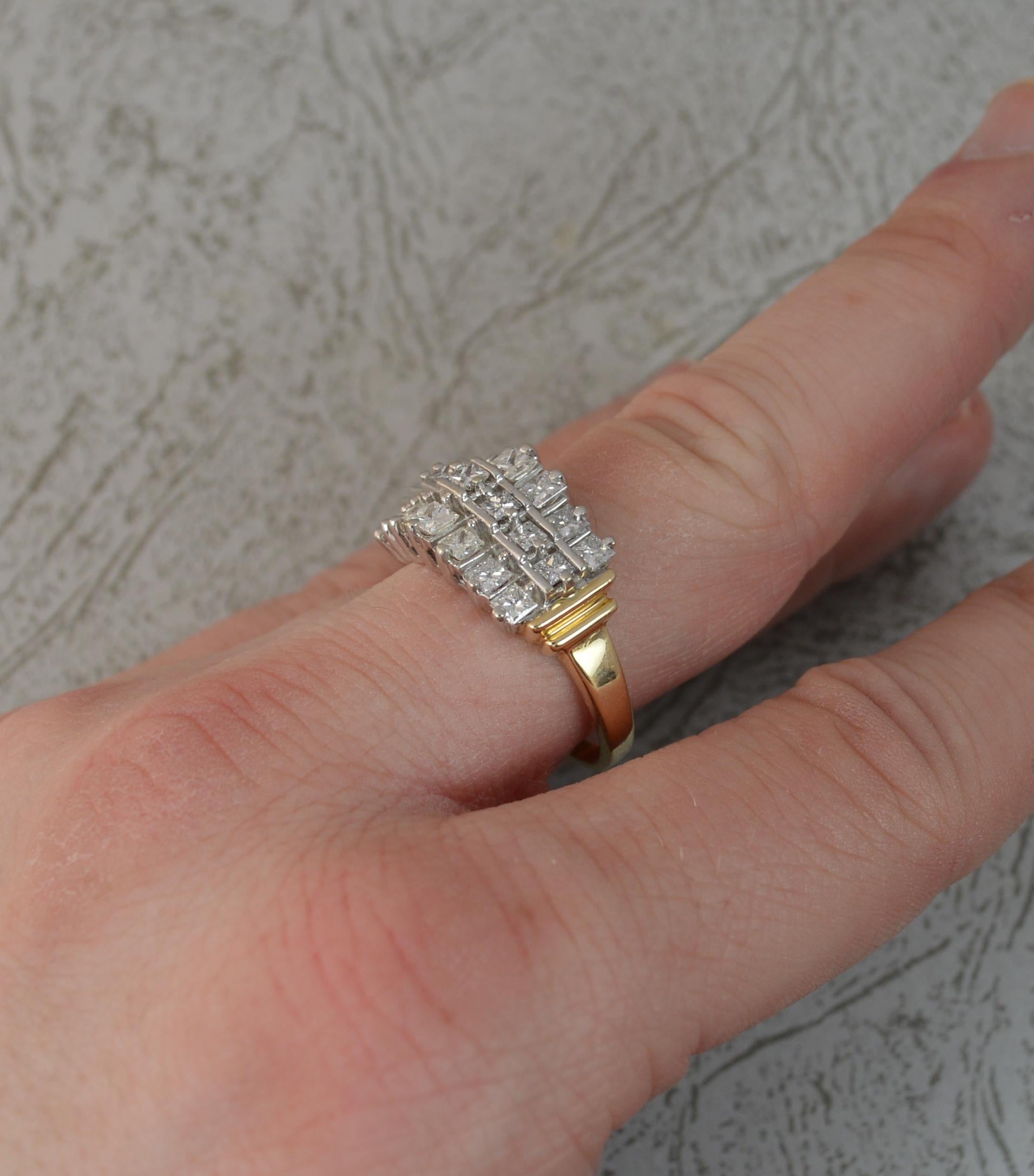 Art déco Impressionnante bague de fiançailles en or 14 carats avec grappe de diamants de 2,75 carats en vente