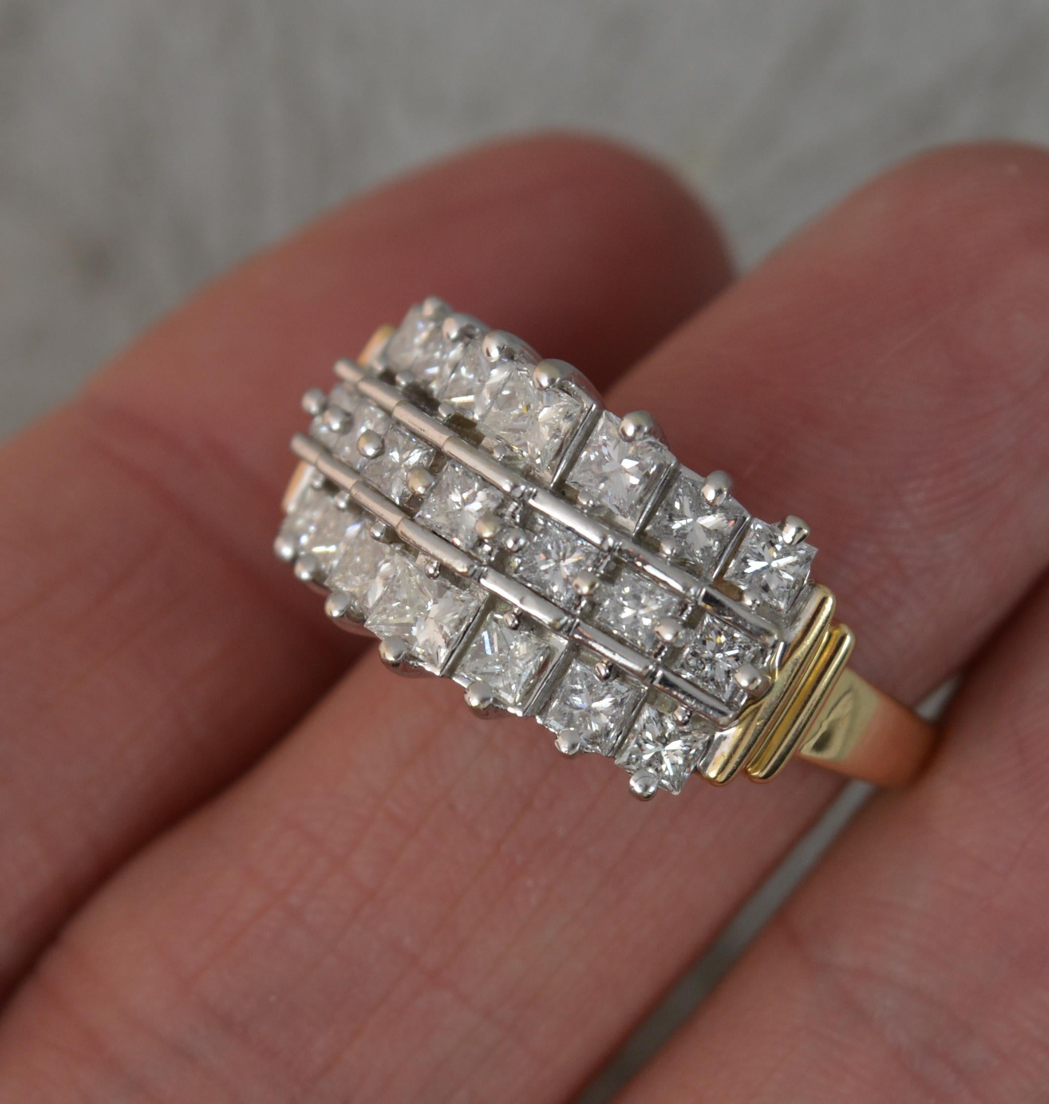 Impressive 2.75 Carat Diamond 14ct Gold Cluster Engagement Ring For Sale 3