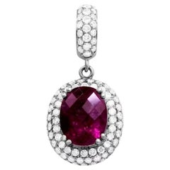 Impressive 2.99 Carat Amethyst Diamond Pendant White 14k Gold for Her