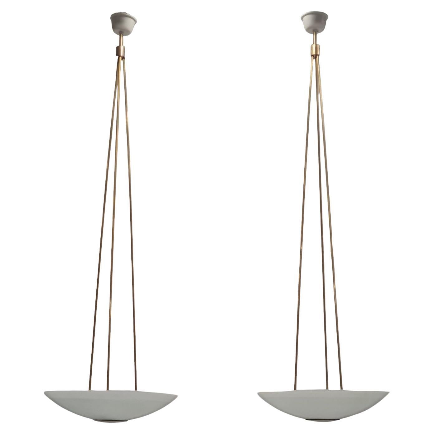 Impressive 2m high Paavo Tynell ceiling lamps, Taito 1940s.