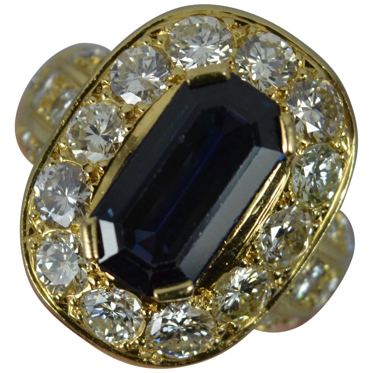 Impressive 3.00 Carat Diamond 3.75 Carat Sapphire 18 Carat Gold Cluster Ring