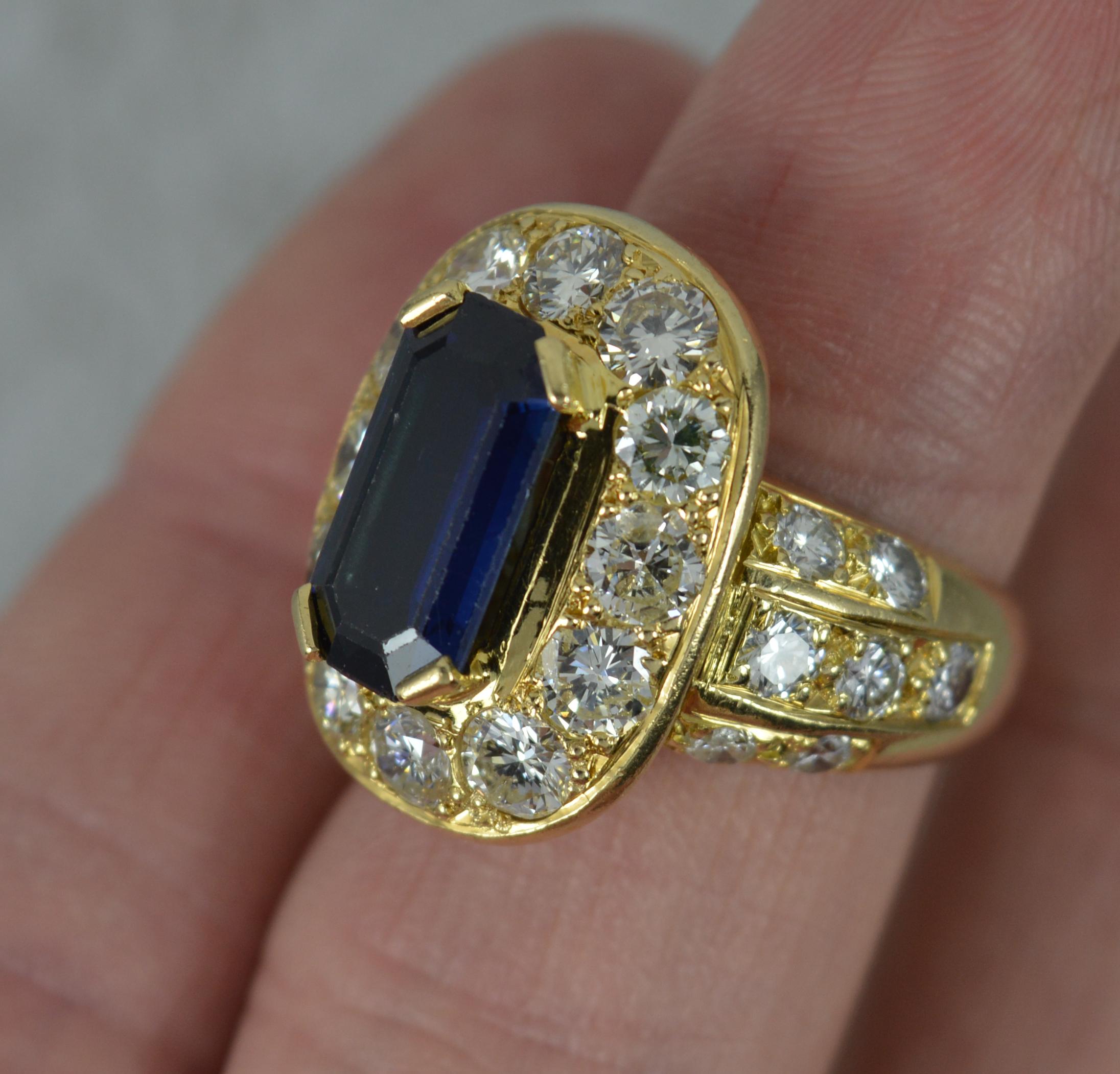 Impressive 3.00 Carat Diamond 3.75 Carat Sapphire 18 Carat Gold Cluster Ring 4