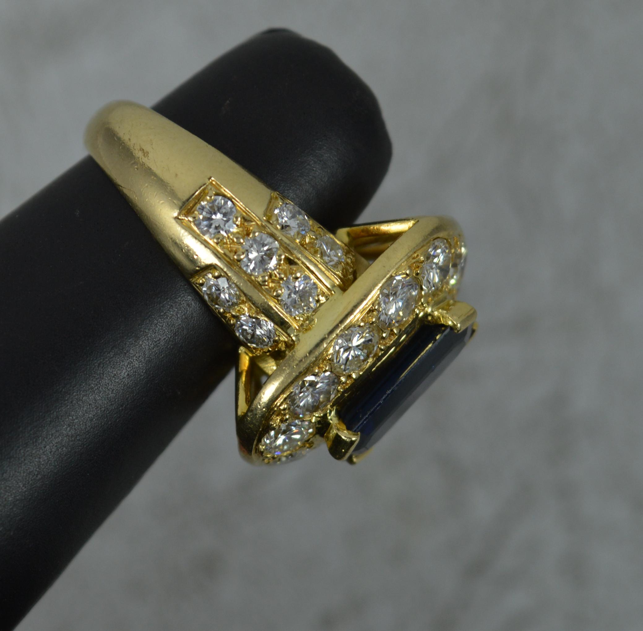 Impressive 3.00 Carat Diamond 3.75 Carat Sapphire 18 Carat Gold Cluster Ring 7