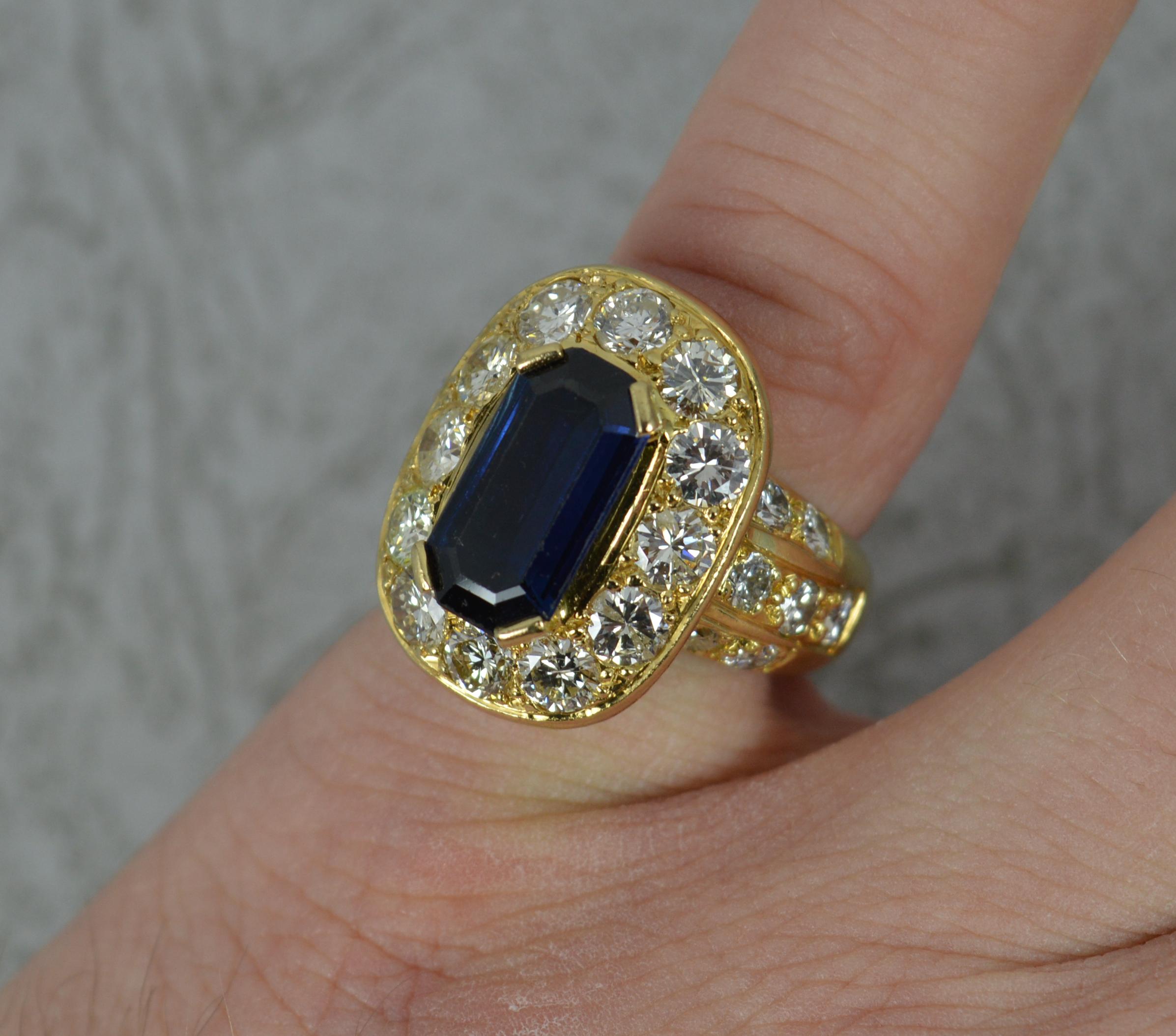 Impressive 3.00 Carat Diamond 3.75 Carat Sapphire 18 Carat Gold Cluster Ring In Good Condition In St Helens, GB