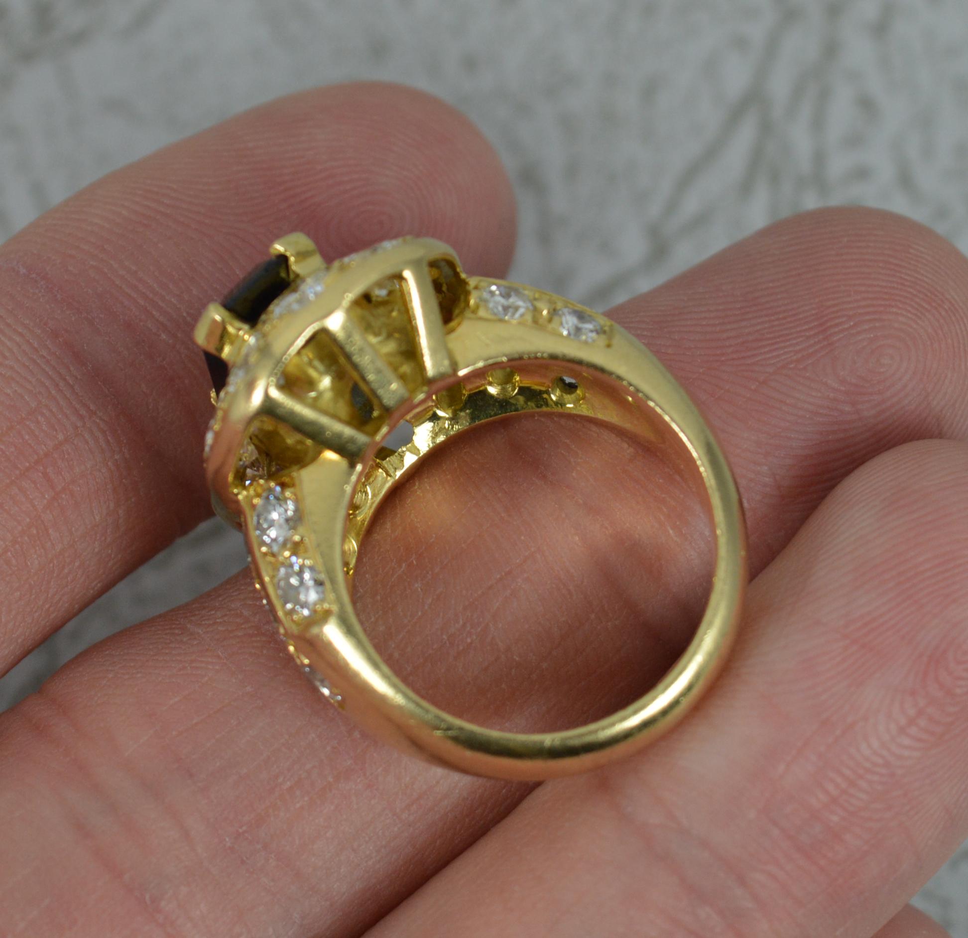 Women's Impressive 3.00 Carat Diamond 3.75 Carat Sapphire 18 Carat Gold Cluster Ring