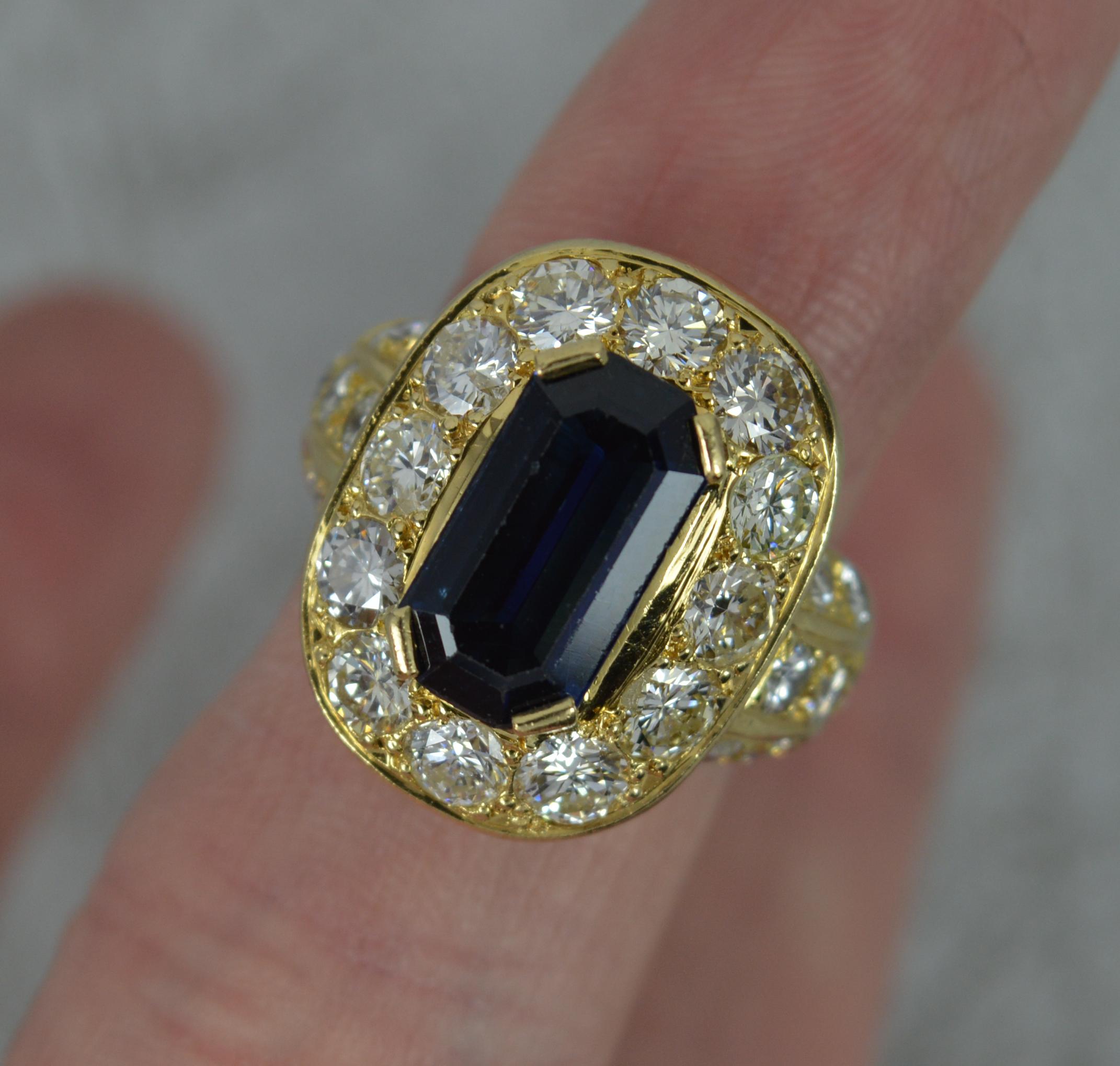 Impressive 3.00 Carat Diamond 3.75 Carat Sapphire 18 Carat Gold Cluster Ring 2