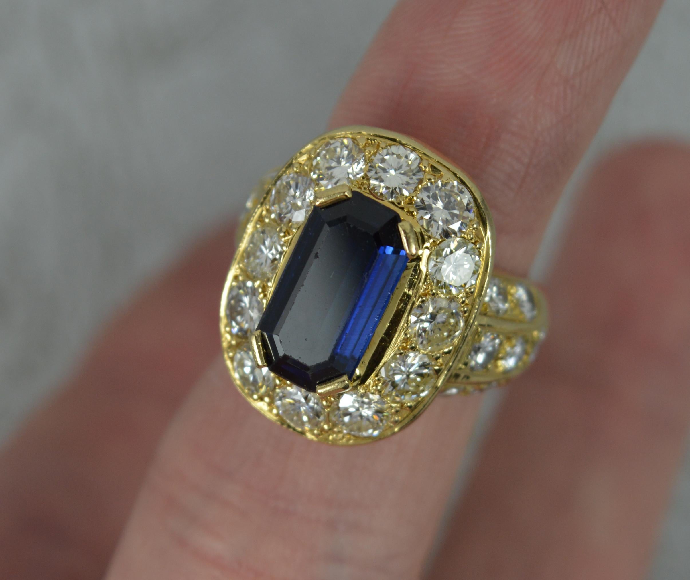 Impressive 3.00 Carat Diamond 3.75 Carat Sapphire 18 Carat Gold Cluster Ring 3