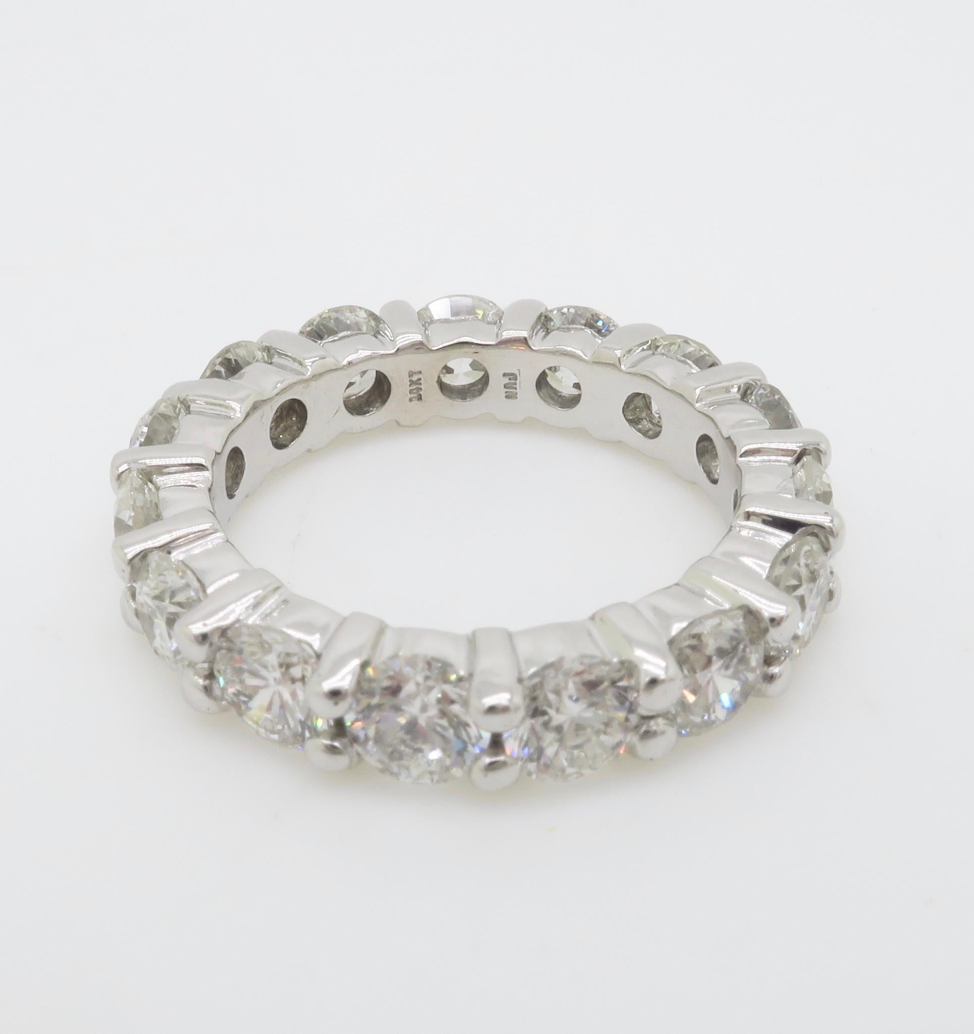 Impressive 3.45CTW Diamond Eternity Band Made in 14k White Gold For Sale 6