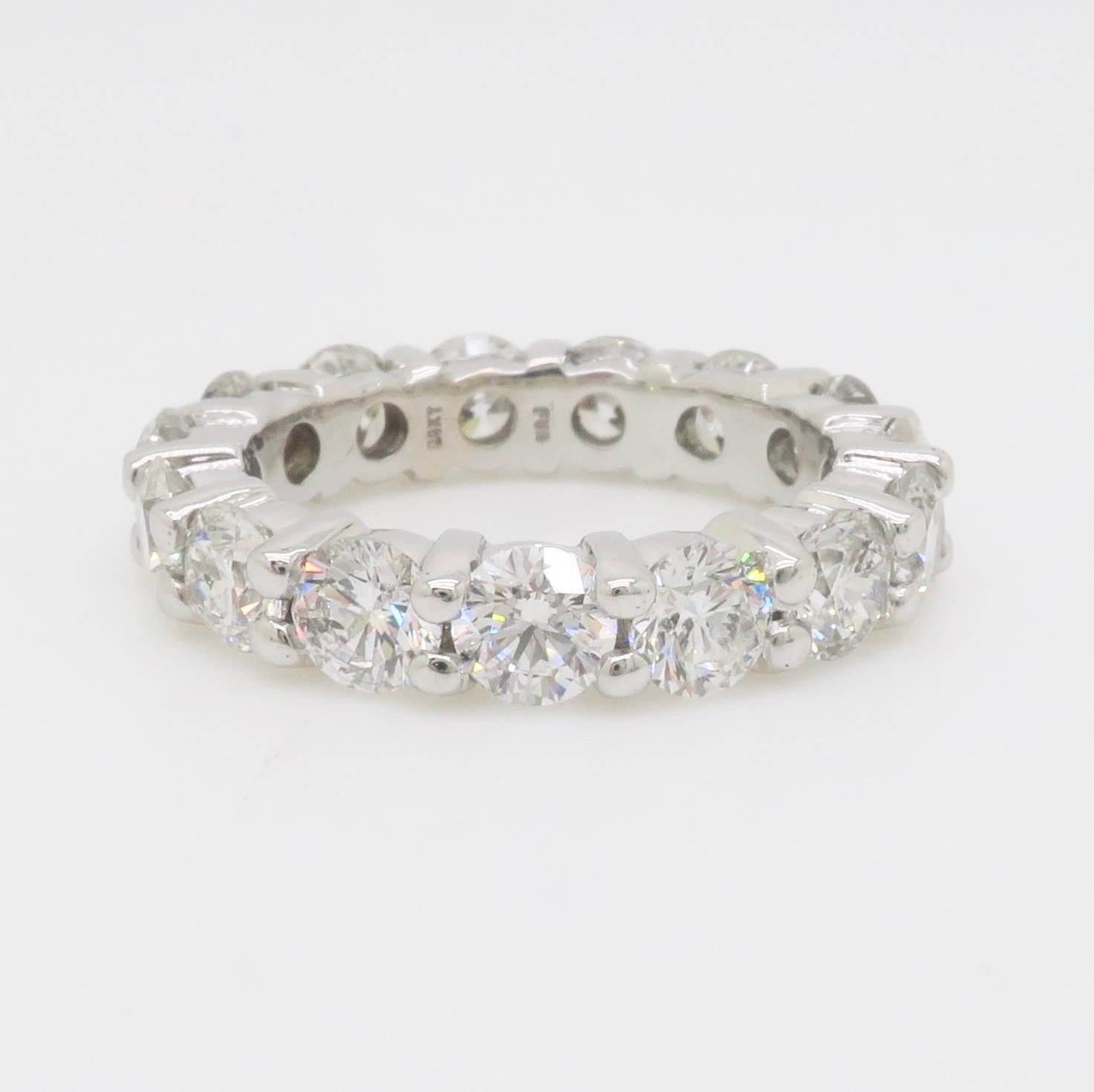 Impressive 3.45CTW Diamond Eternity Band Made in 14k White Gold For Sale 7