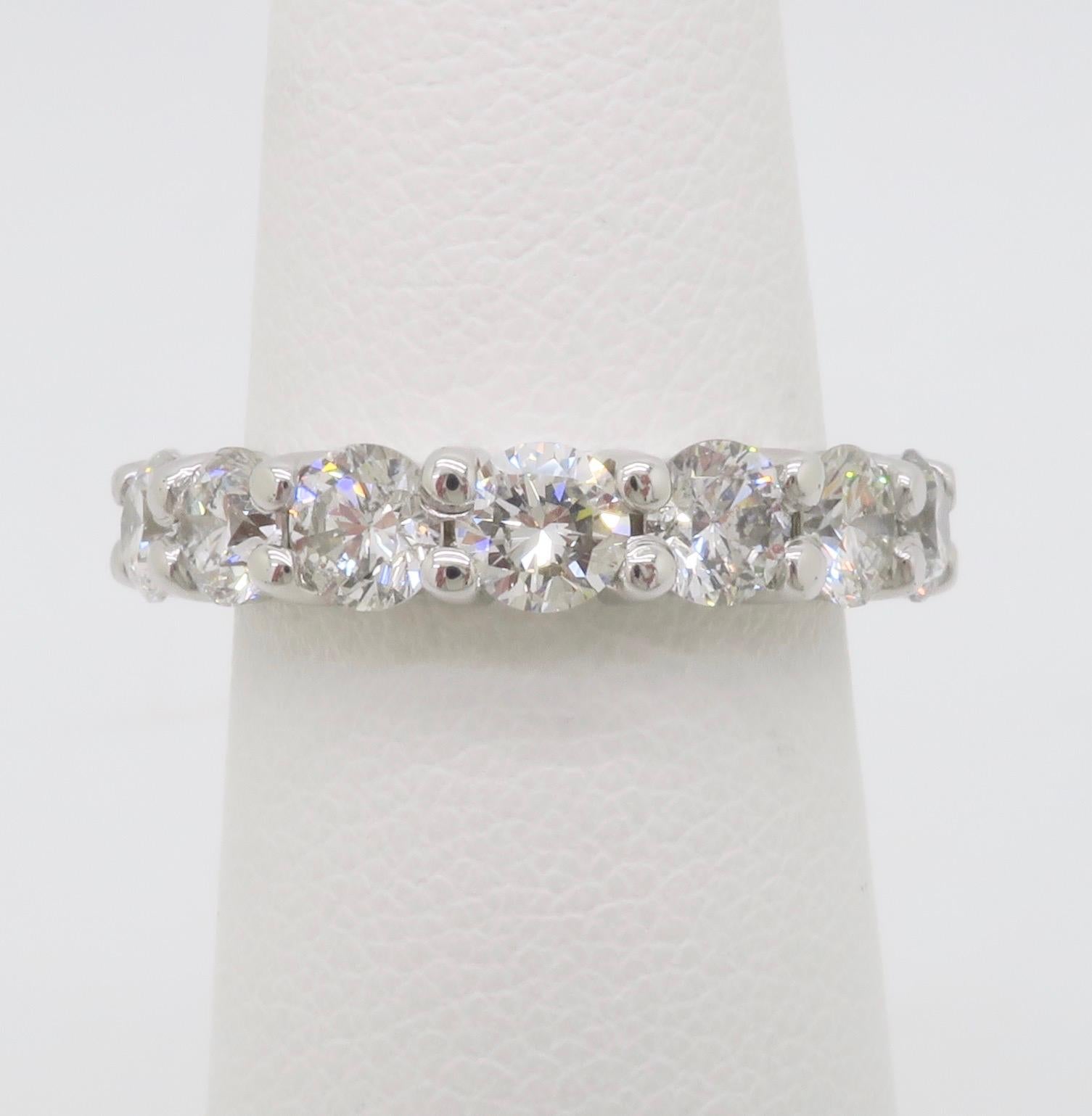 Round Cut Impressive 3.45CTW Diamond Eternity Band Made in 14k White Gold For Sale