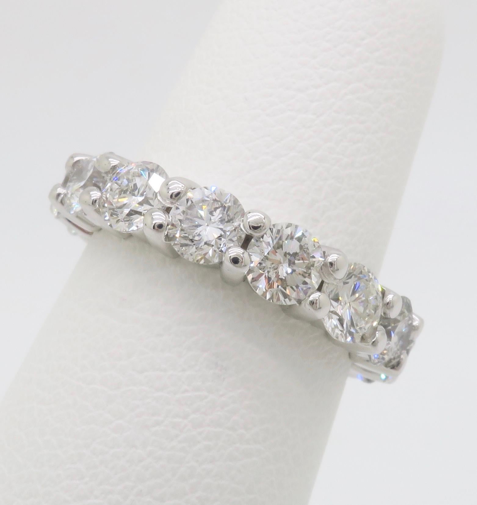 Impressive 3.45CTW Diamond Eternity Band Made in 14k White Gold For Sale 1